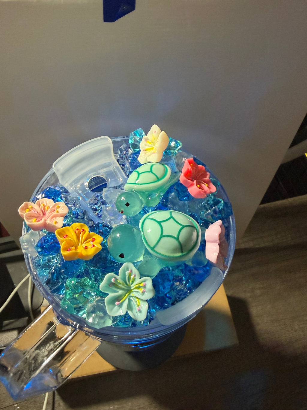 40 OZ ACRYLIC - BLUE ON BLUE DUEL LAVA AQUARIUM CUP - DECO LID