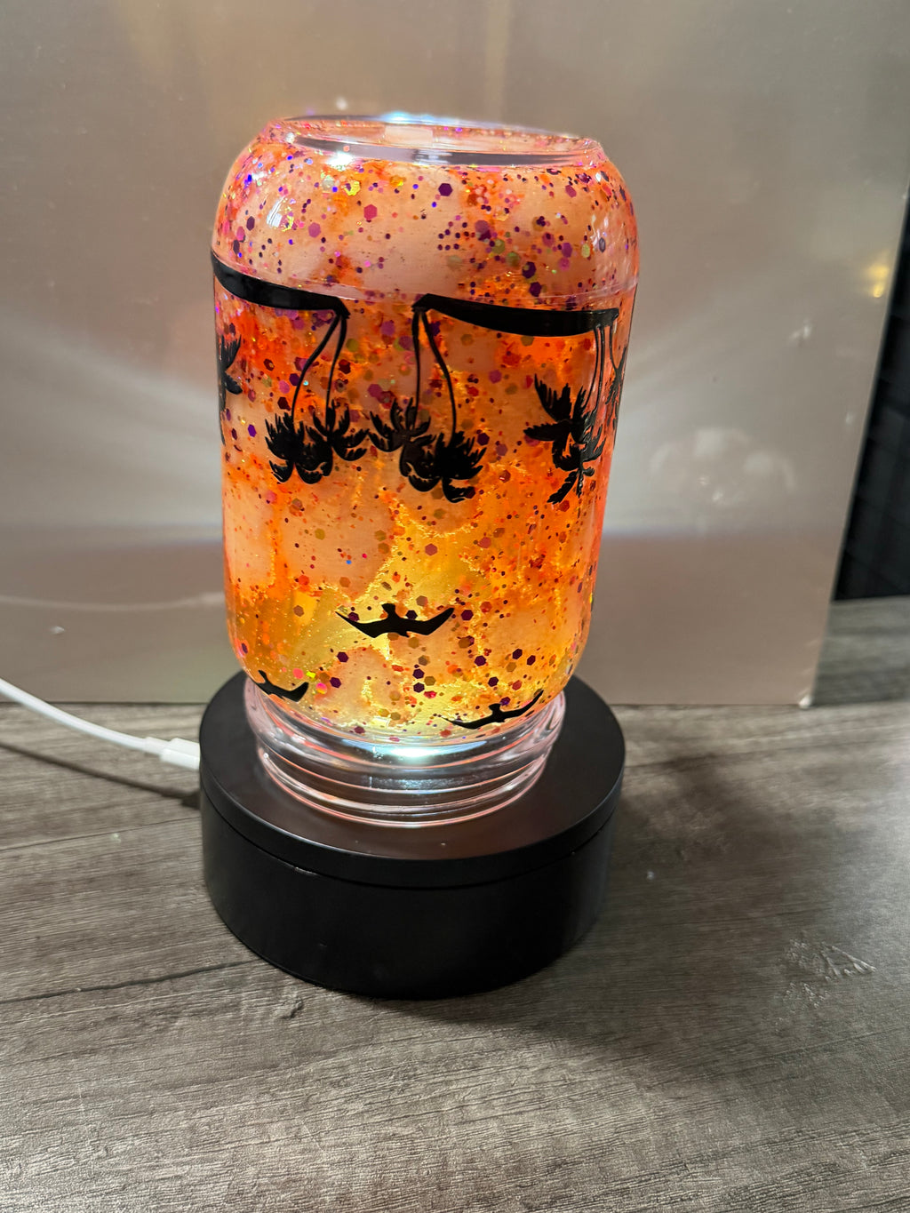 20OZ MASON ACRYLIC - SUNSET ON THE BEACH CLOUD WATERFALL - WITH DECO LID