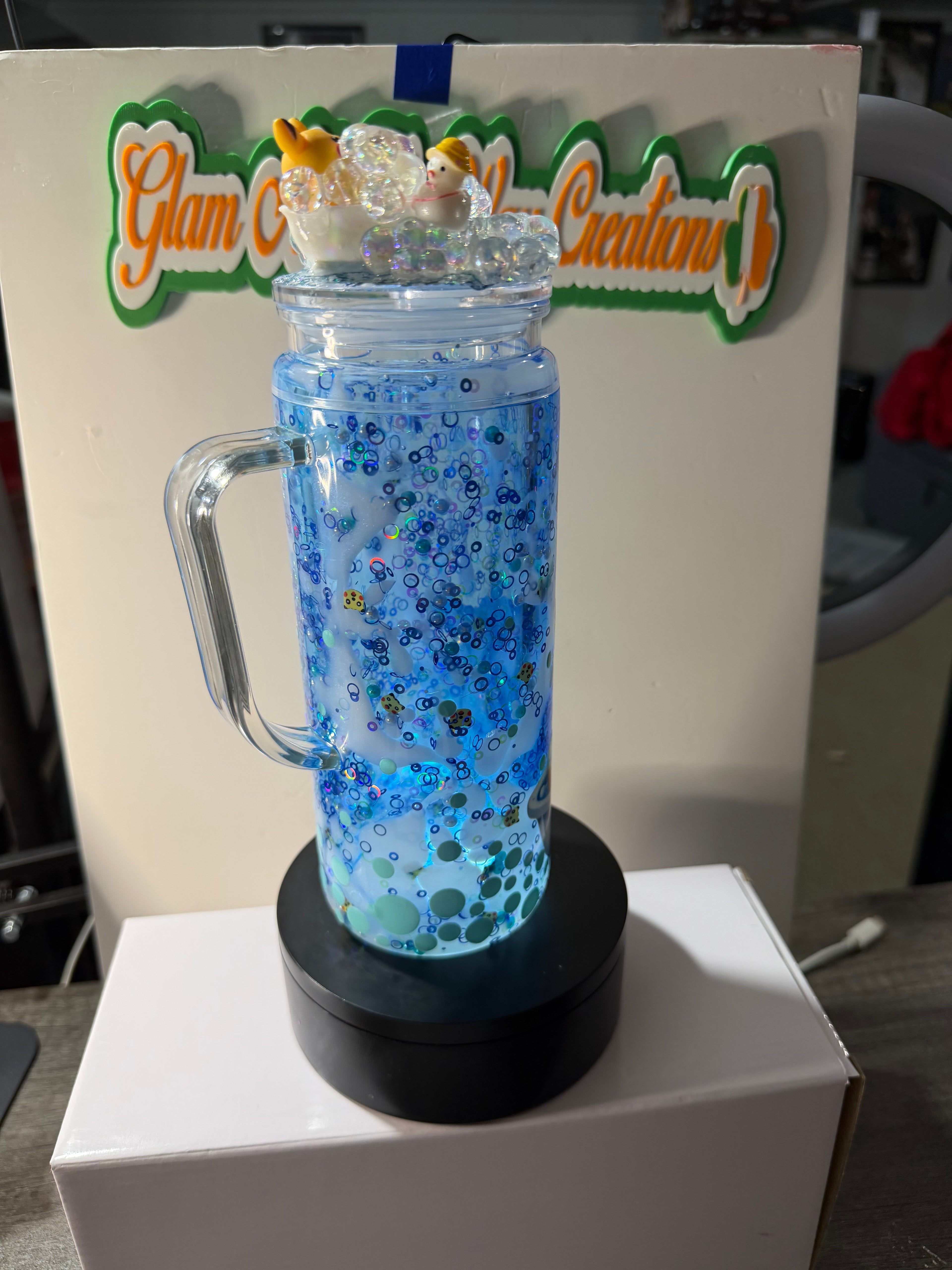 20OZ ACRYLIC HANDLED -  SLOW DUEL LAVA - PIKACHU BUBBLE BATH - DECO LID