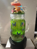 20OZ MASON ACRYLIC - FAIRY GARDEN DREAMSCAPES - WITH DECO LID - glow
