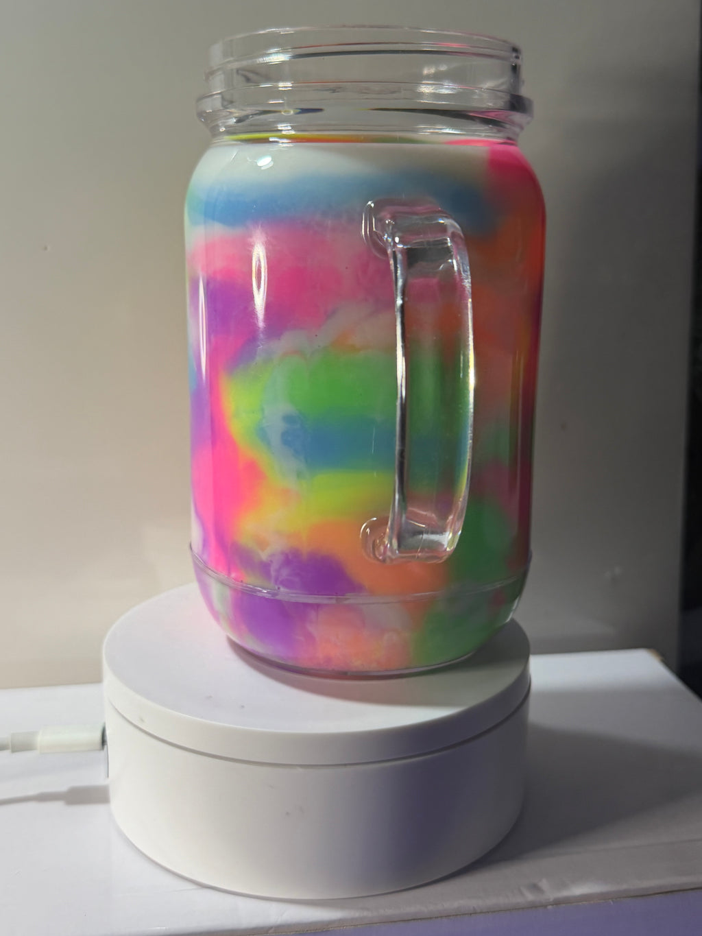20OZ MASON ACRYLIC - PAINT - GLOW IN THE DARK