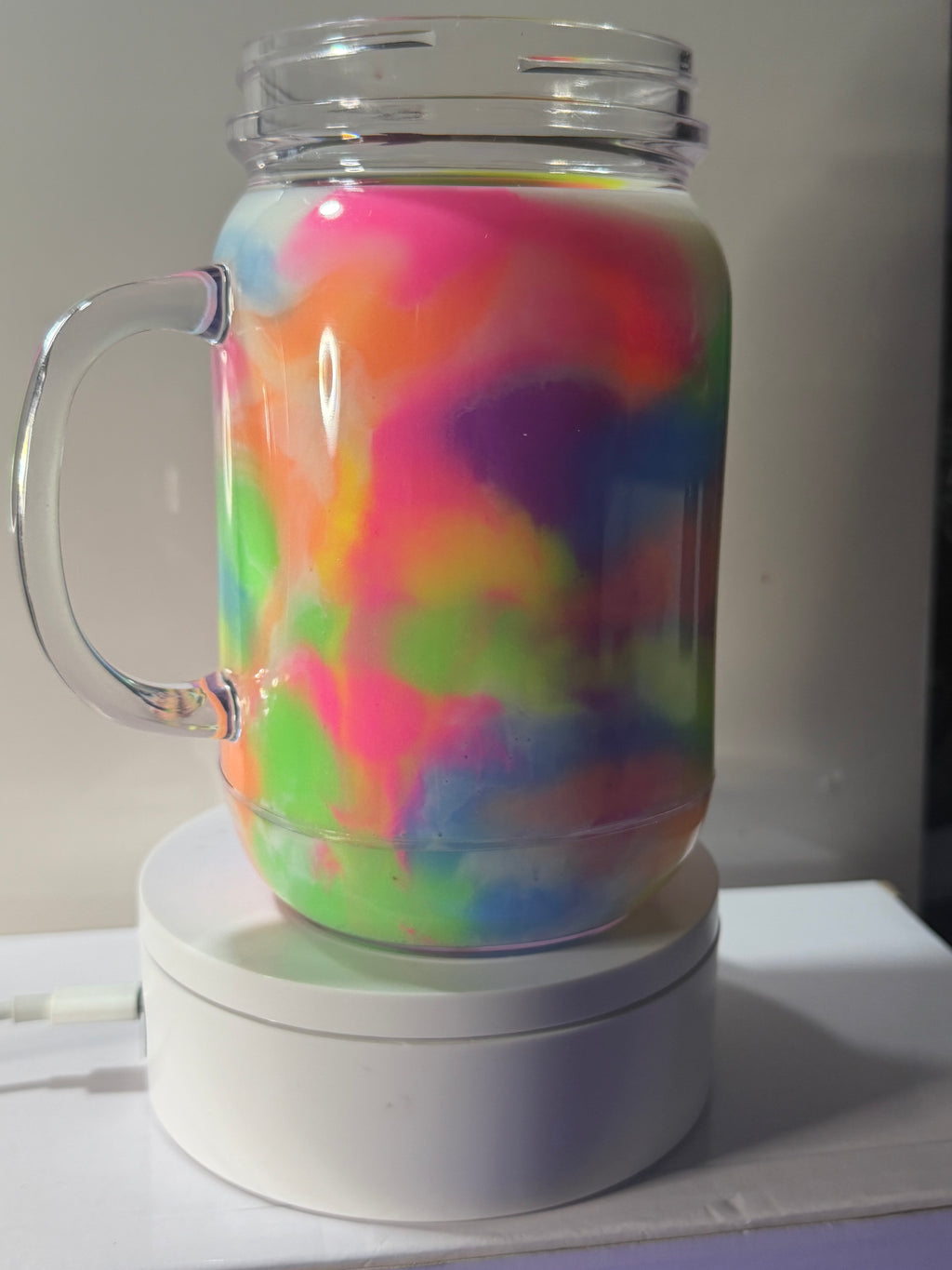 20OZ MASON ACRYLIC - PAINT - GLOW IN THE DARK
