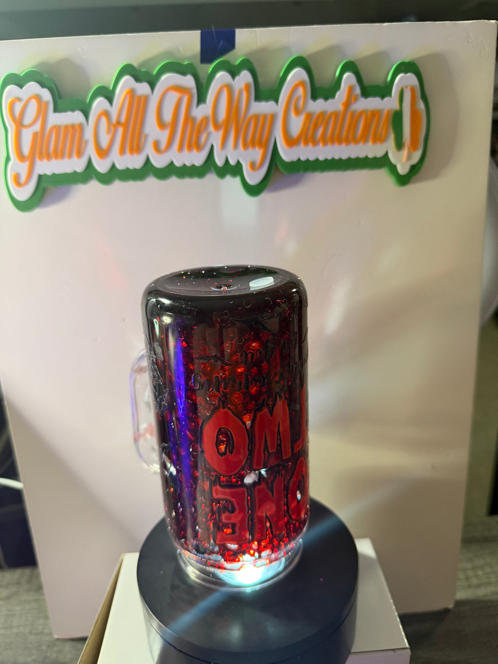 16oz LIBBY HANDLED ACRYLIC - COAGULATED BLOOD FREDDY KRUGER CUP - DECO LID