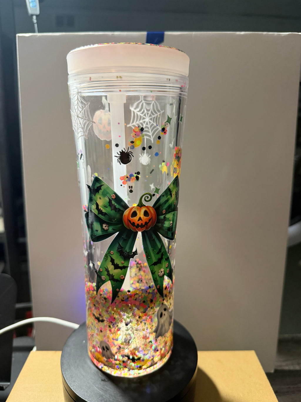 20OZ STRAIGHT ACRYLIC SIPPY CUP STYLE  - CLEAR DUEL LAVA - HALLOWEEN