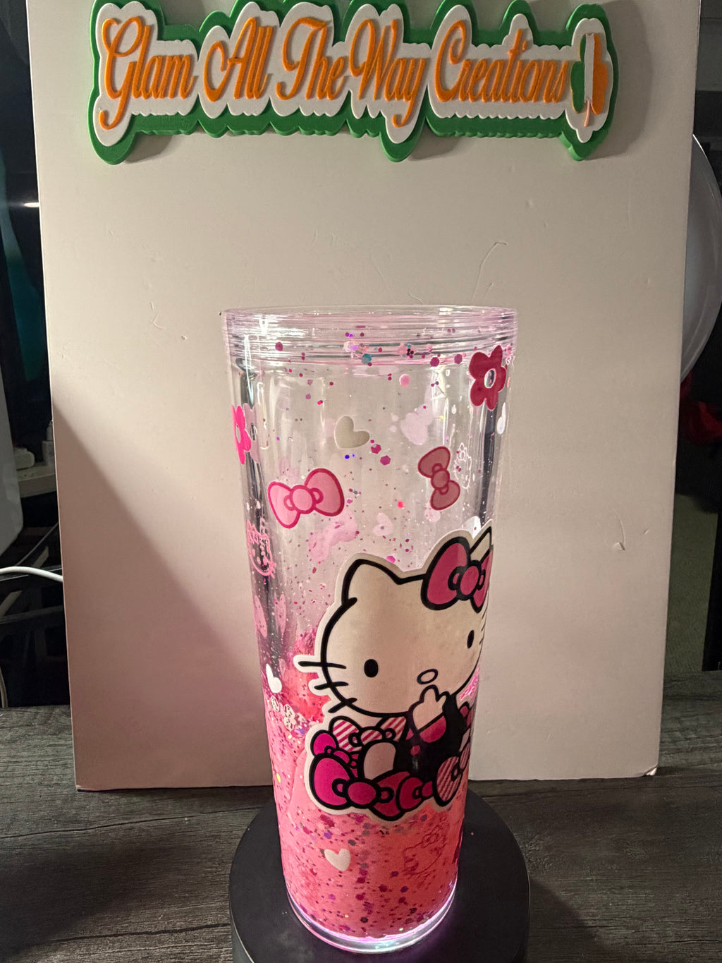 24oz TAPERED CUP - PRINCESS - BABY PINK LAVA - HELLO KITTY CUP - DECO LID