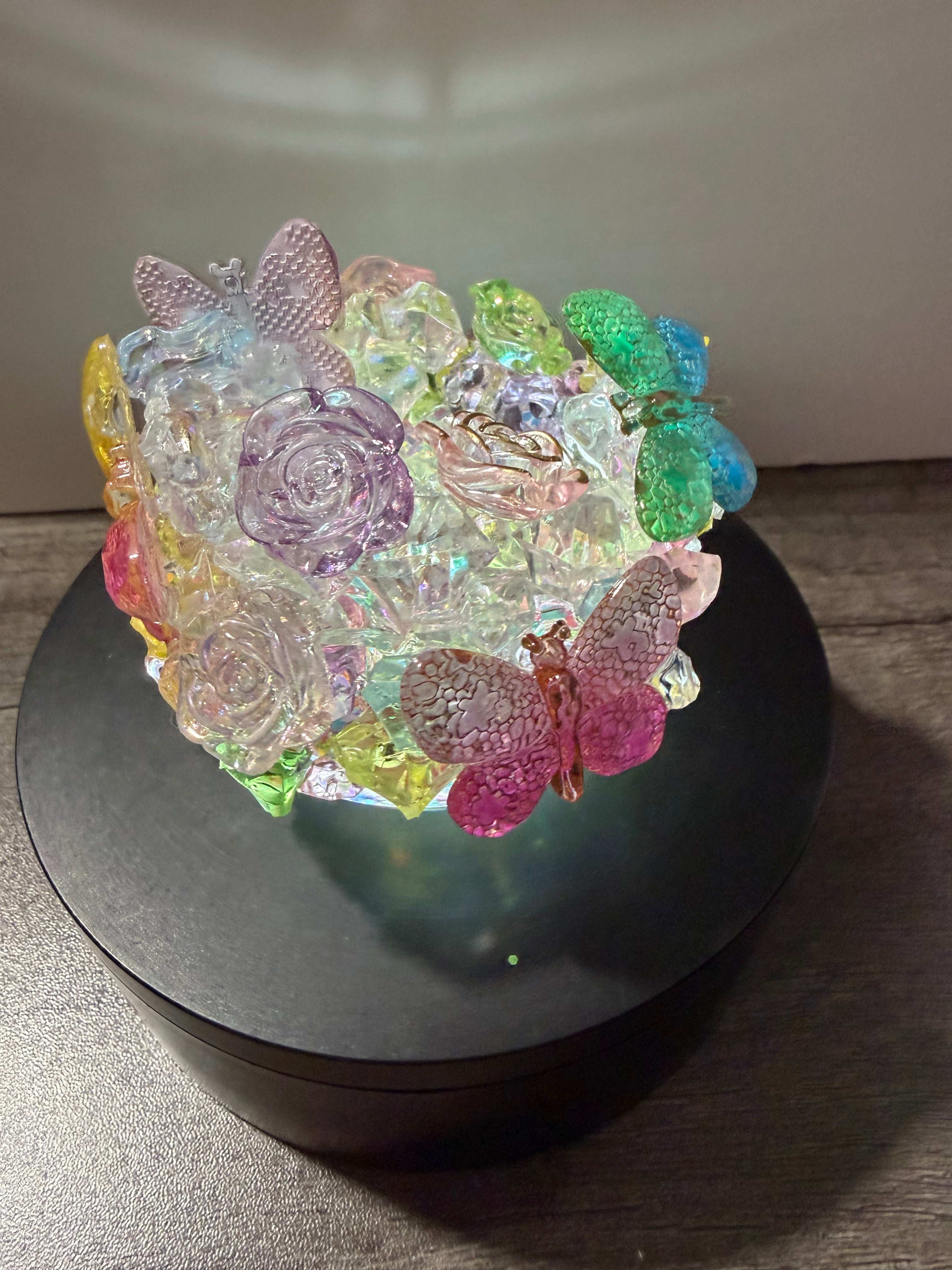20OZ LIBBY ACRYLIC - CLEAR DUEL LAVA - DANCING BUTTERFLIES W/ DECO LID