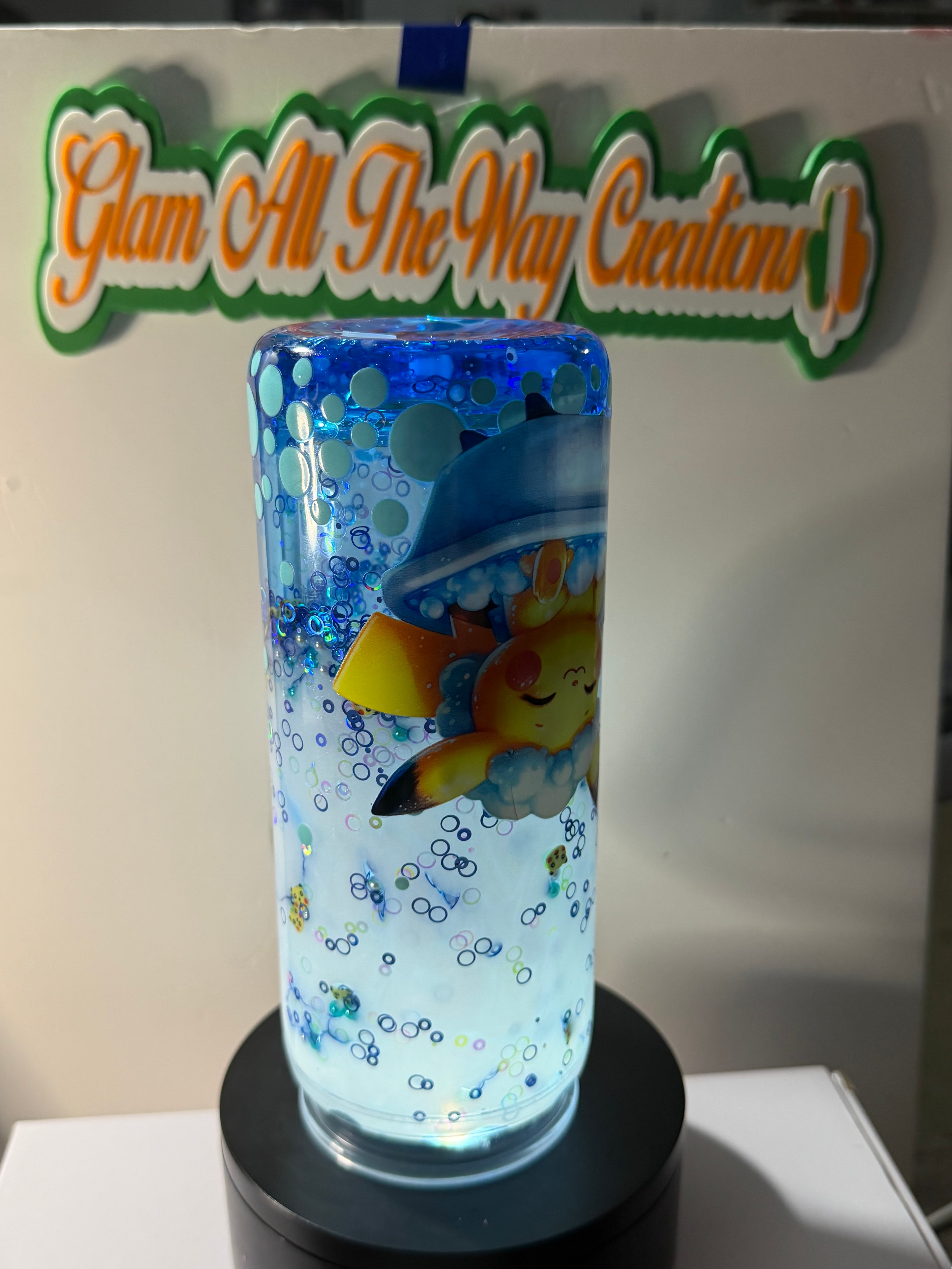 20OZ ACRYLIC HANDLED -  SLOW DUEL LAVA - PIKACHU BUBBLE BATH - DECO LID