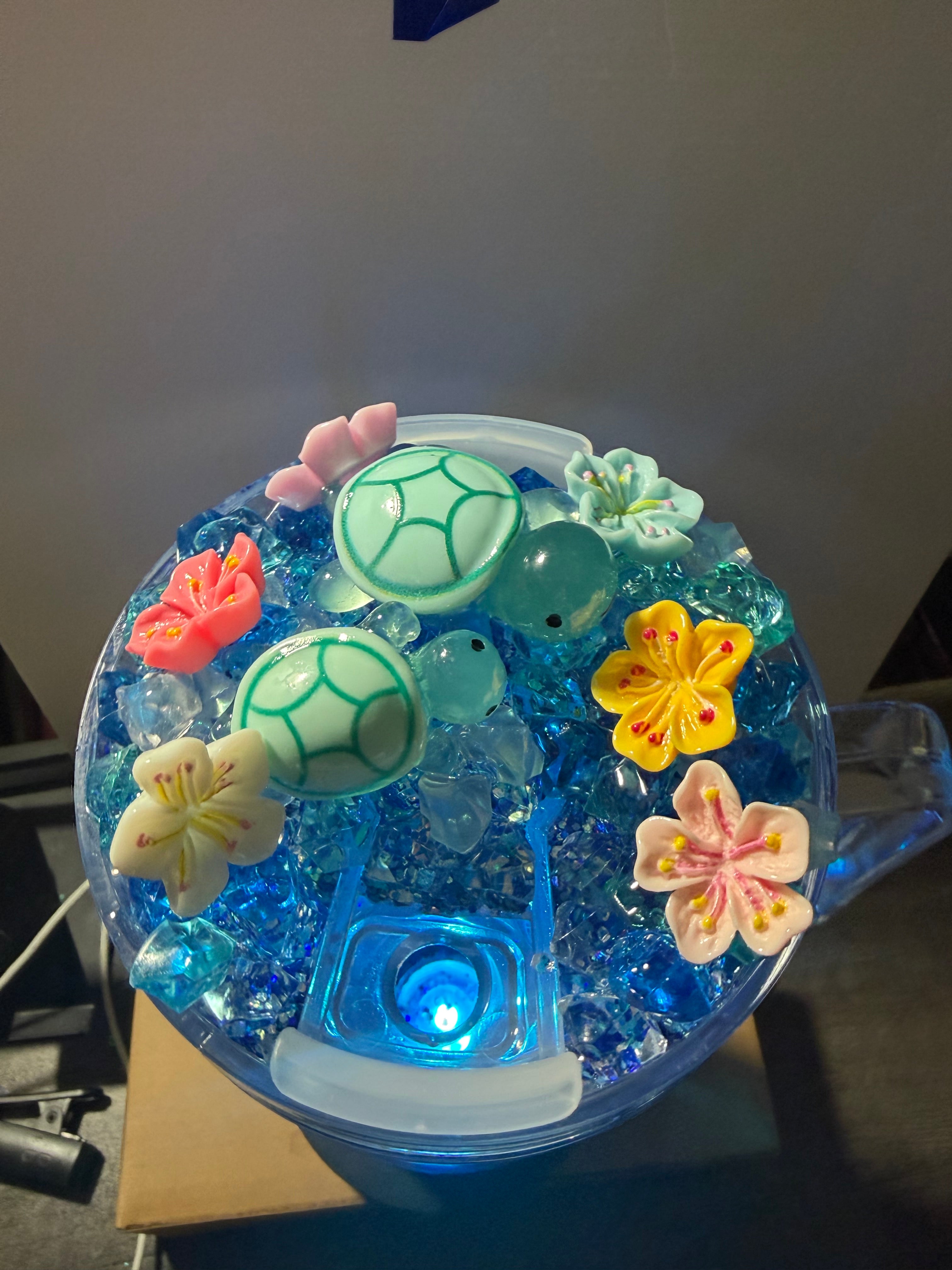 40 OZ ACRYLIC - BLUE ON BLUE DUEL LAVA AQUARIUM CUP - DECO LID
