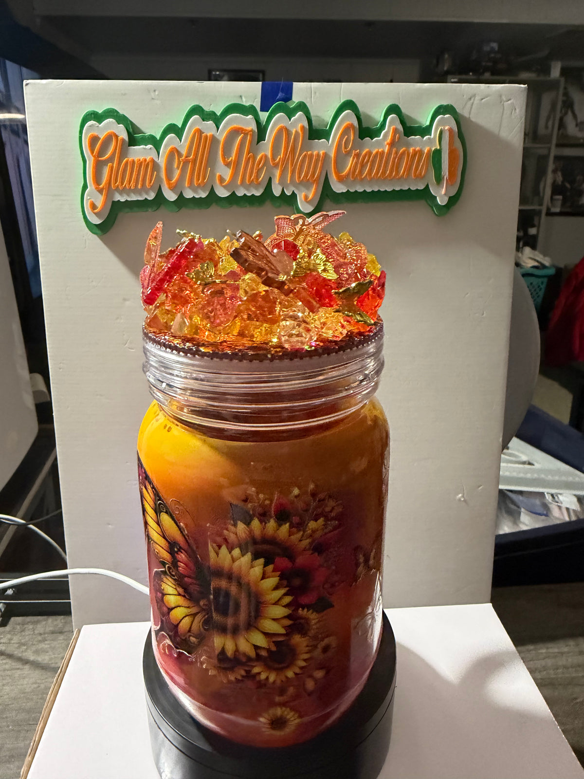20OZ MASON ACRYLIC - FALL COLOR PAINY CUP - WITH DECO LID