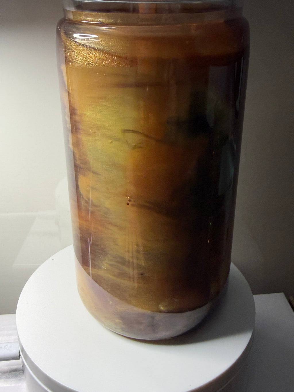 Bronze Gold and Black Paint Swirl - 16oz Acrylic Libby