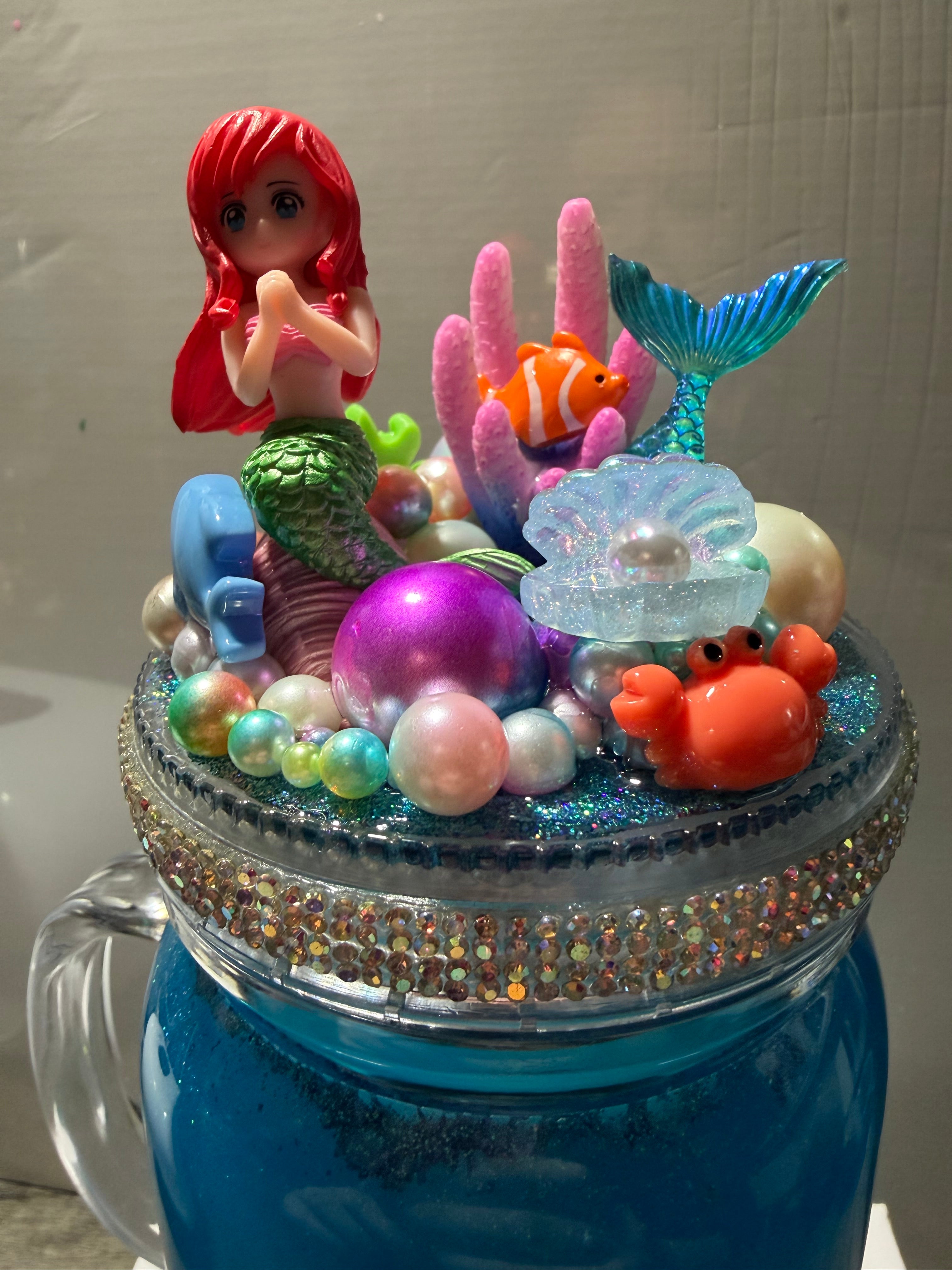20OZ MASON ACRYLIC - MERMAID BEACH w/ DECO LID