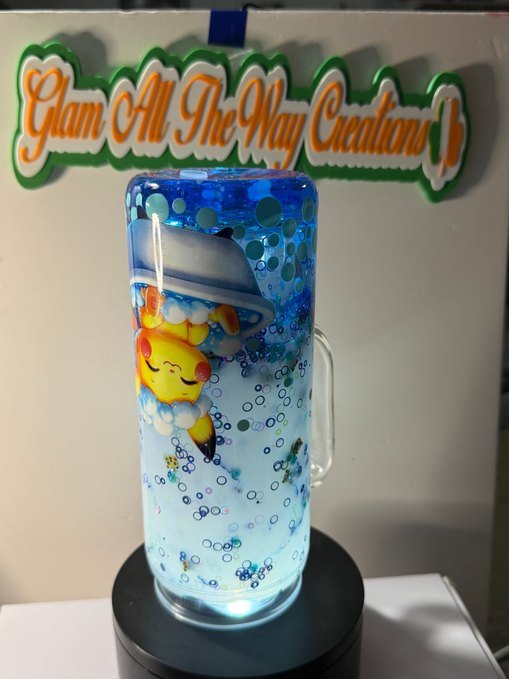 20OZ ACRYLIC HANDLED -  SLOW DUEL LAVA - PIKACHU BUBBLE BATH - DECO LID