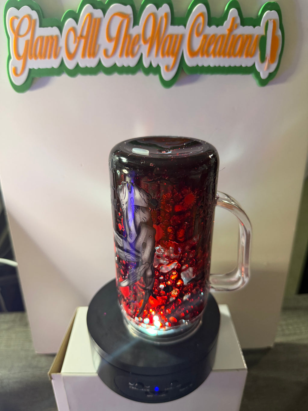 16oz LIBBY HANDLED ACRYLIC - COAGULATED BLOOD FREDDY KRUGER CUP - DECO LID