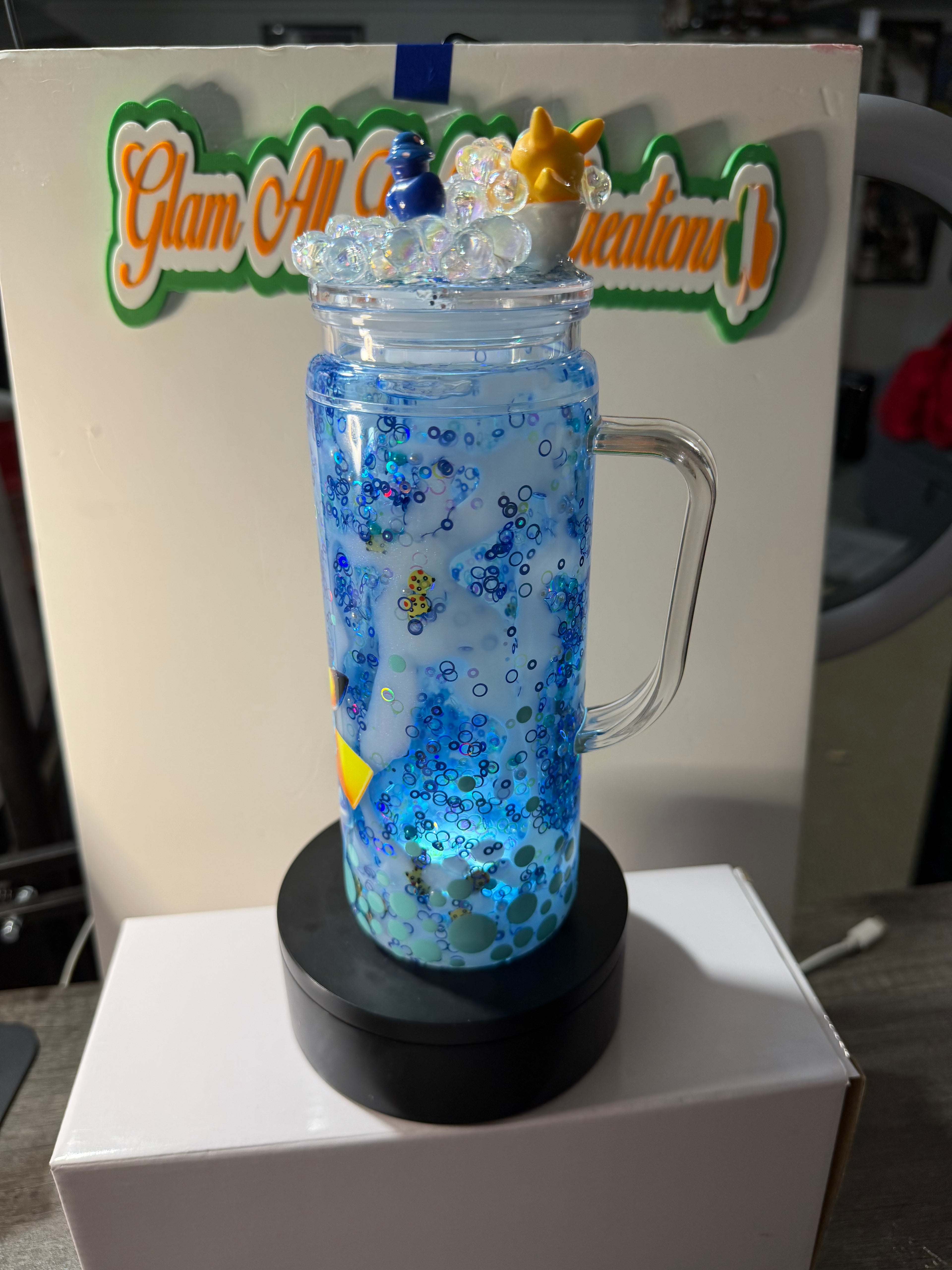 20OZ ACRYLIC HANDLED -  SLOW DUEL LAVA - PIKACHU BUBBLE BATH - DECO LID