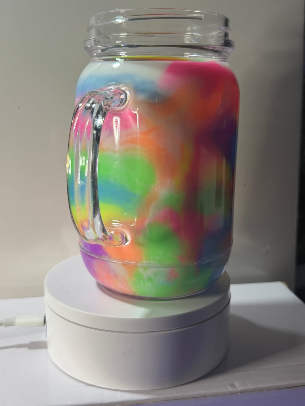 20OZ MASON ACRYLIC - PAINT - GLOW IN THE DARK