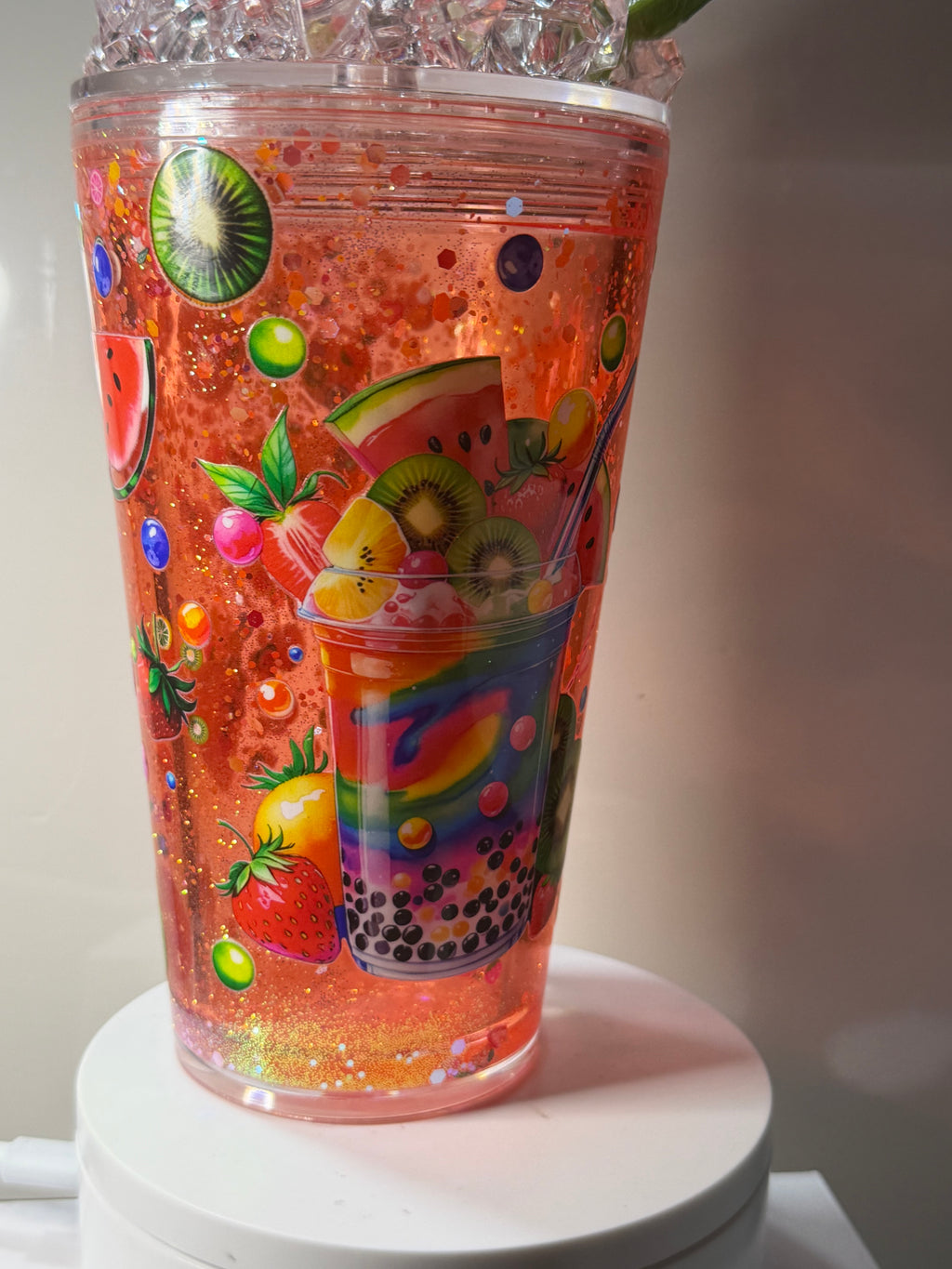 SUMMER FRUIT  - 16 OZ TAPERED CUP WITH DECO LID