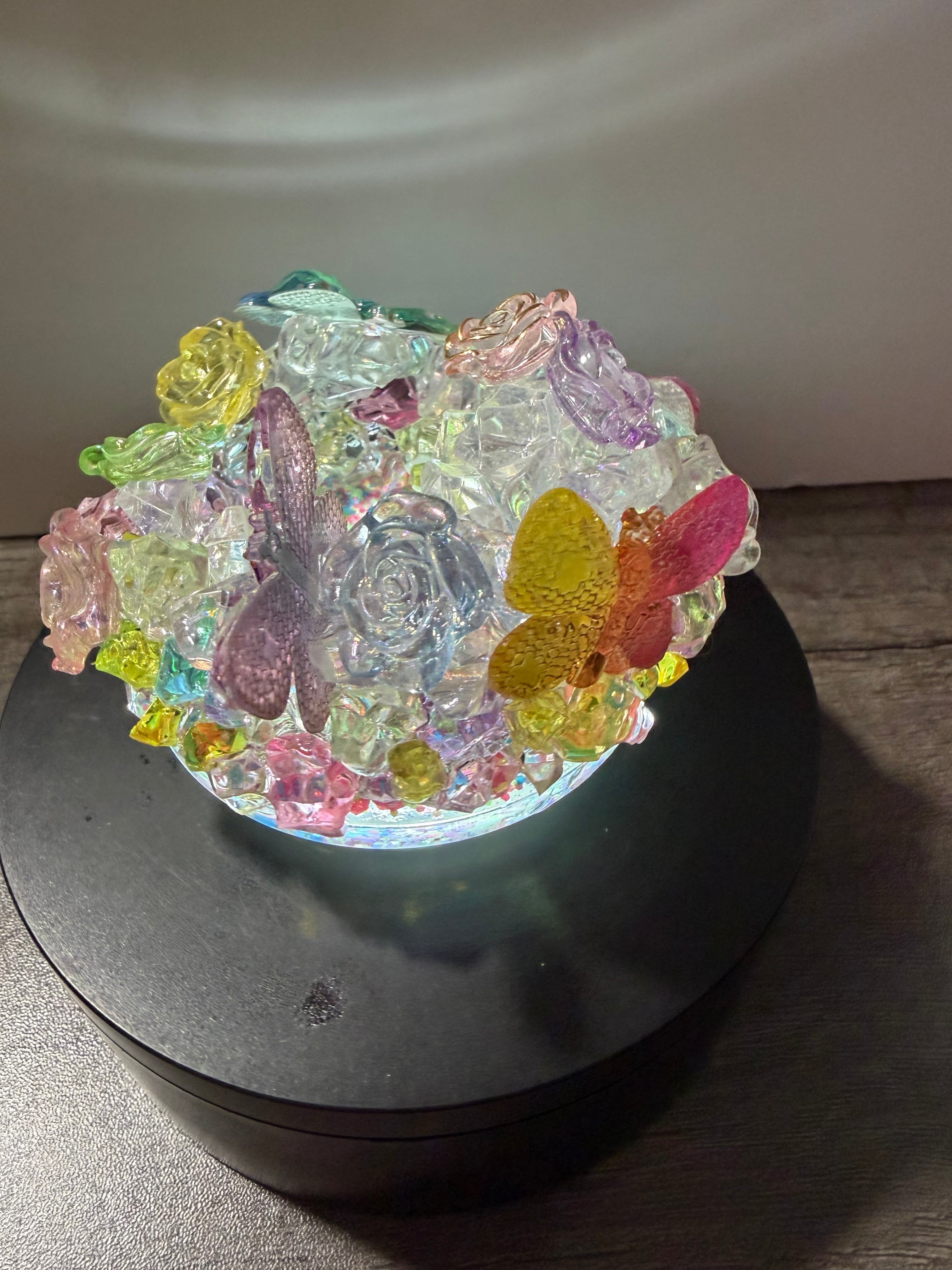 20OZ LIBBY ACRYLIC - CLEAR DUEL LAVA - DANCING BUTTERFLIES W/ DECO LID