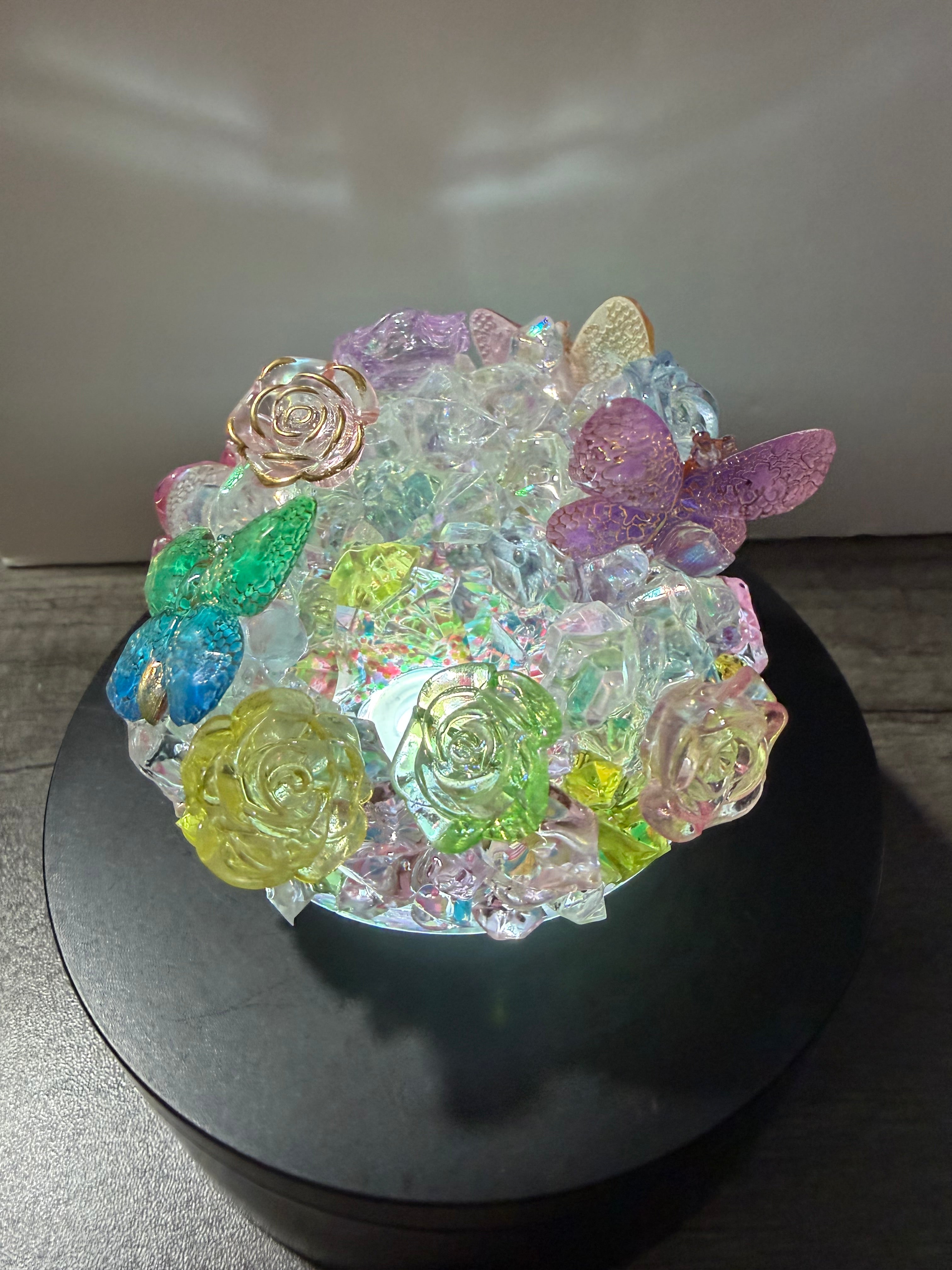 20OZ LIBBY ACRYLIC - CLEAR DUEL LAVA - DANCING BUTTERFLIES W/ DECO LID