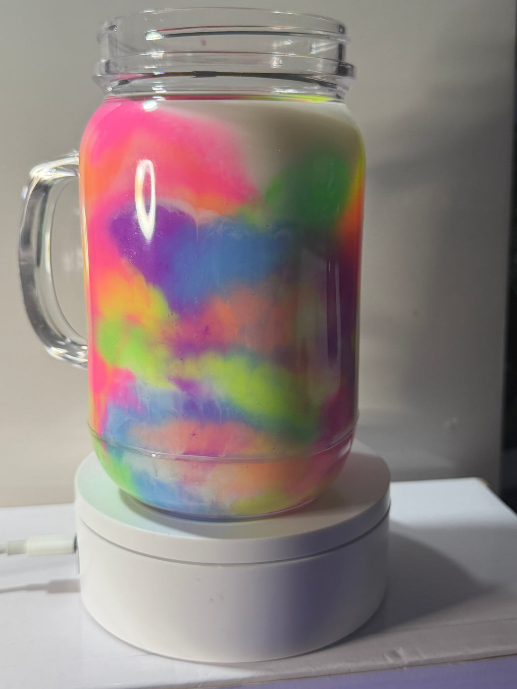 20OZ MASON ACRYLIC - PAINT - GLOW IN THE DARK