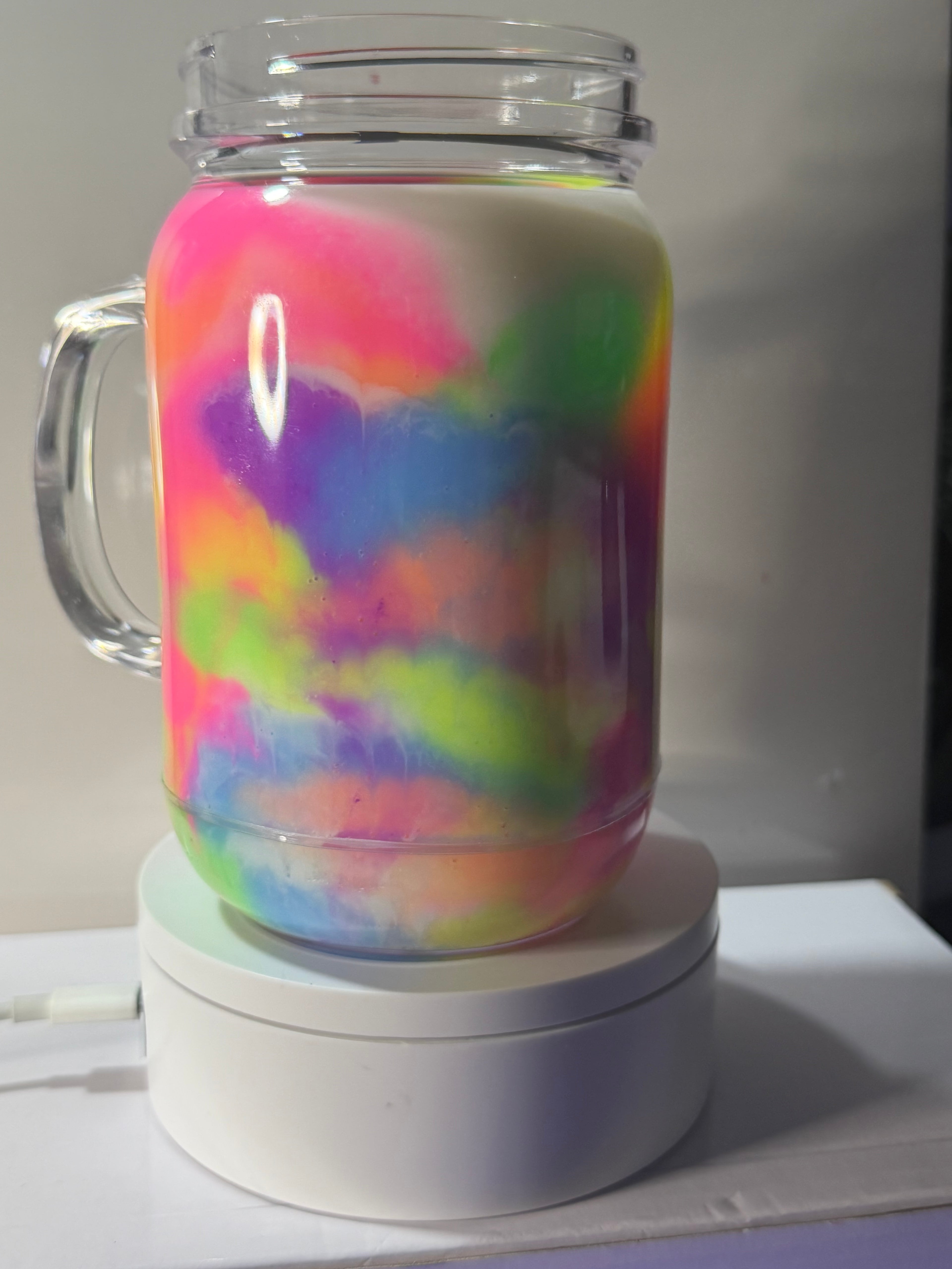 20OZ MASON ACRYLIC - PAINT - GLOW IN THE DARK