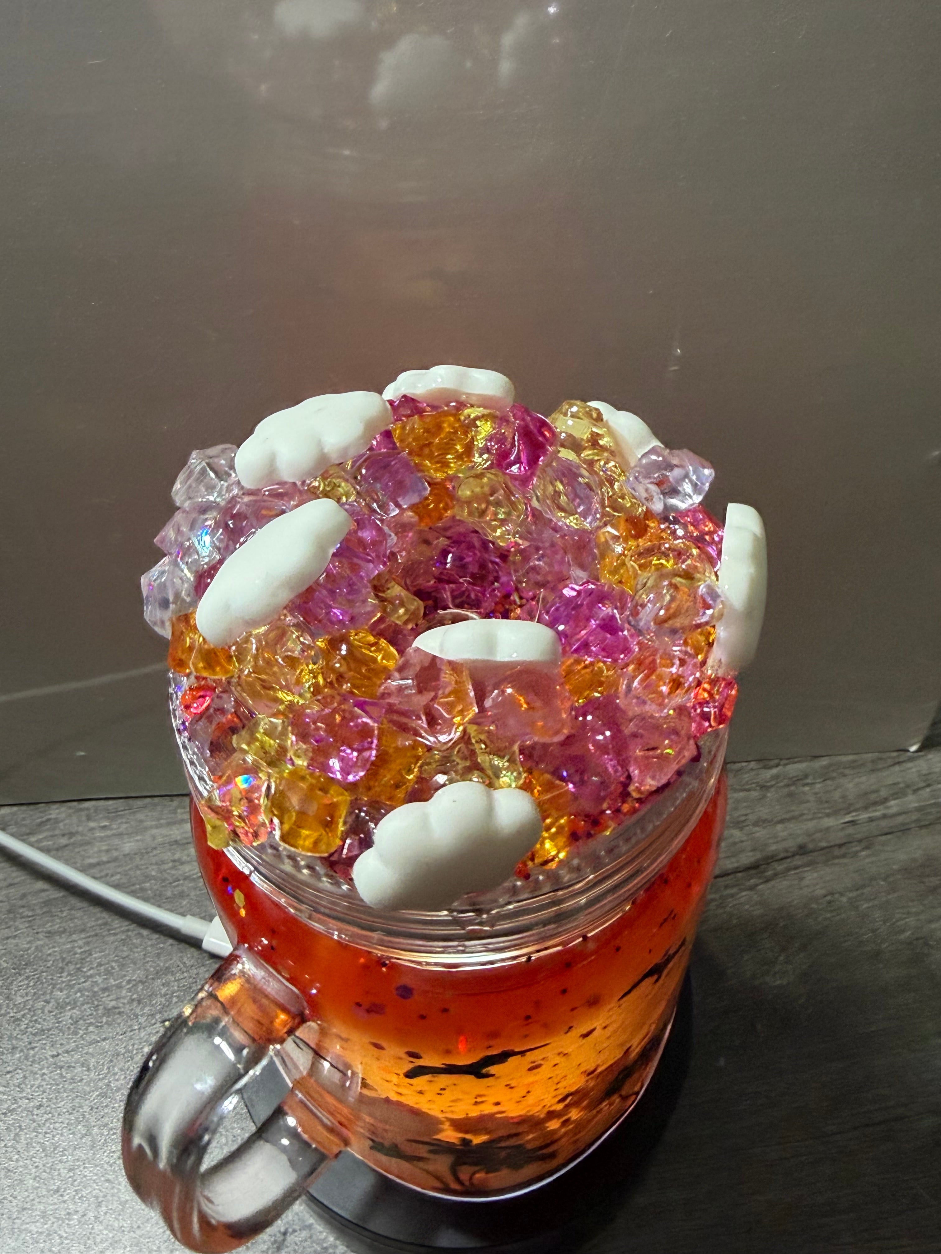 20OZ MASON ACRYLIC - SUNSET ON THE BEACH CLOUD WATERFALL - WITH DECO LID