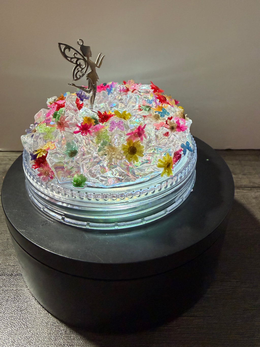 20OZ MASON ACRYLIC - CLEAR DUEL LAVA FLOWERS BUTTERFLIES  - WITH DECO LID -GLOW