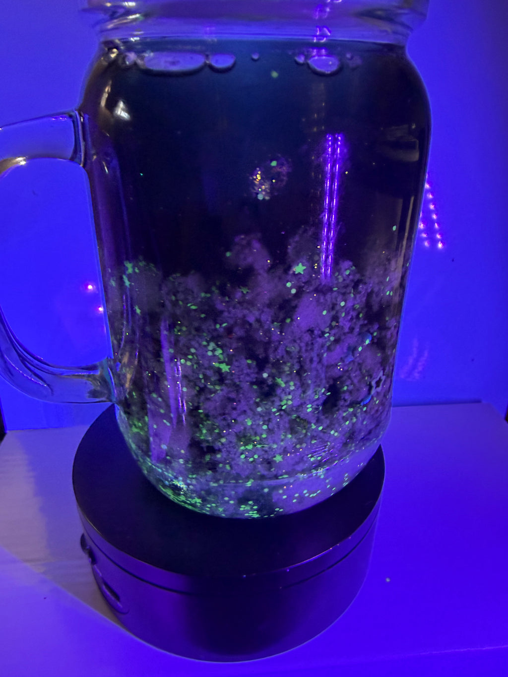 20OZ MASON ACRYLIC - WATERFALL NUGHTSKY CLOUD - GLOW IN THE DARK w/ DECO LID