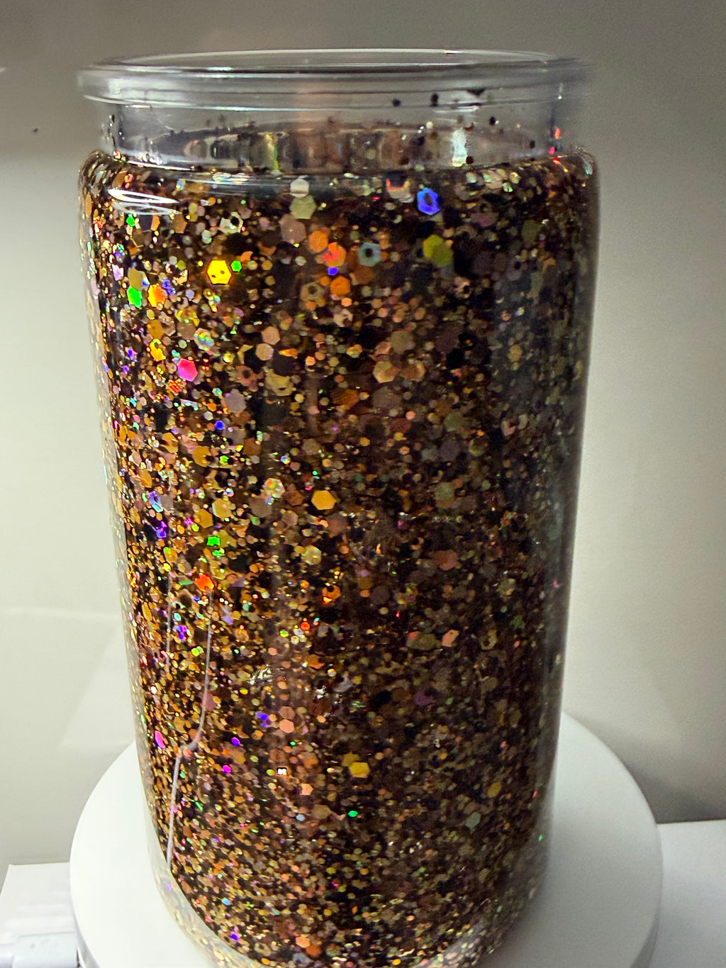 Bronze Gold and Black Suspended glitter - 16oz Acrylic Libby Can style
