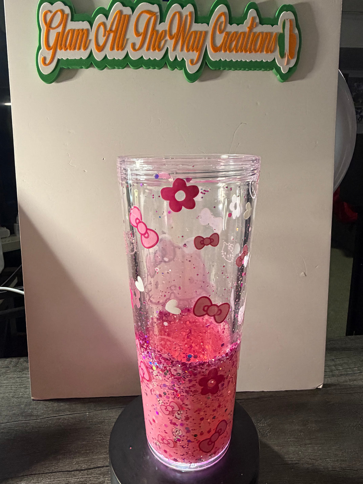 24oz TAPERED CUP - PRINCESS - BABY PINK LAVA - HELLO KITTY CUP - DECO LID