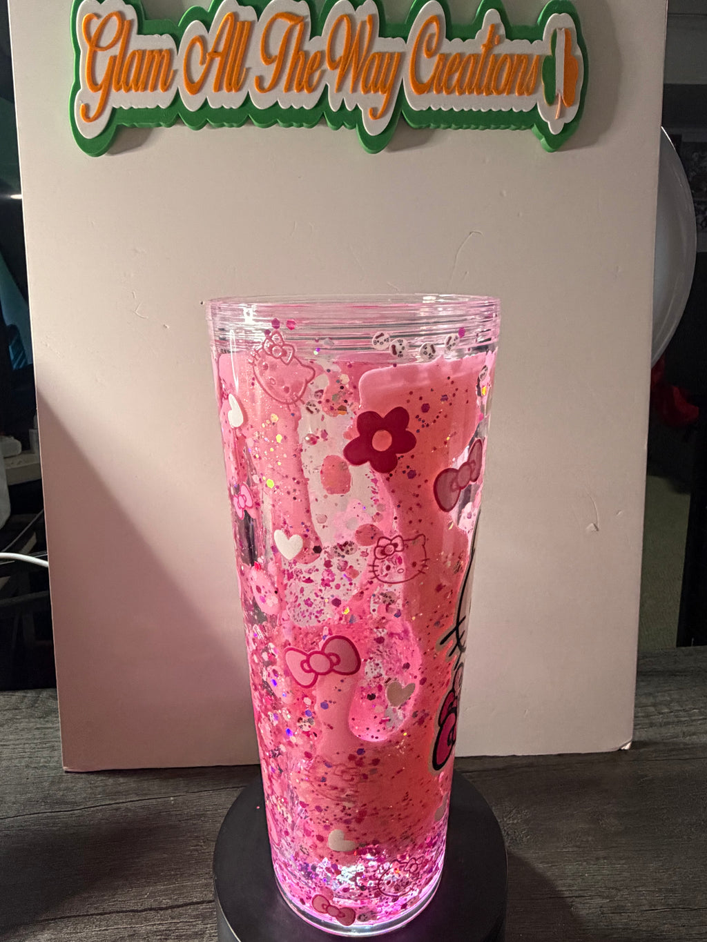 24oz TAPERED CUP - PRINCESS - BABY PINK LAVA - HELLO KITTY CUP - DECO LID