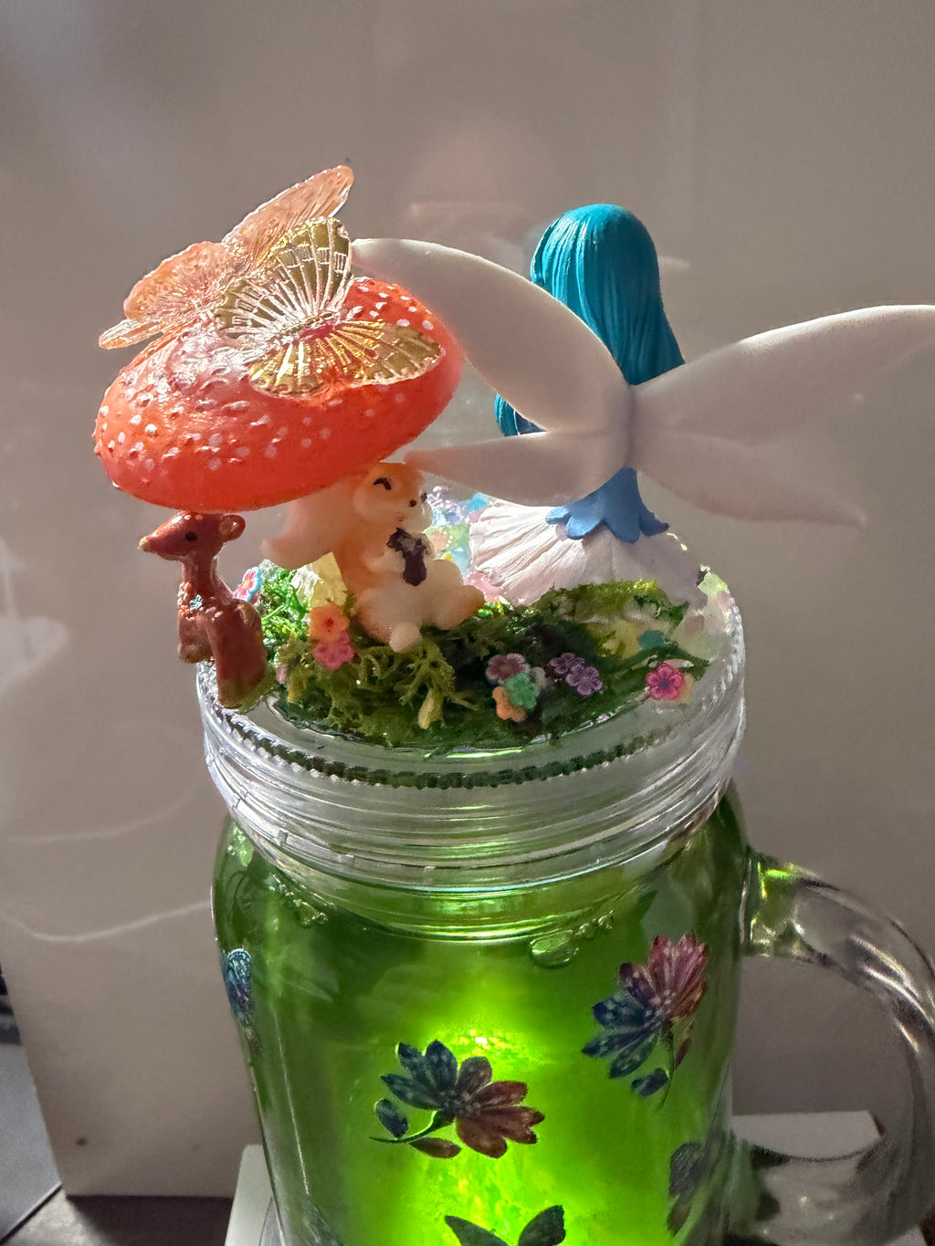 20OZ MASON ACRYLIC - FAIRY GARDEN DREAMSCAPES - WITH DECO LID - glow