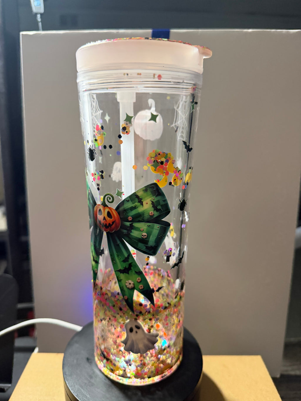 20OZ STRAIGHT ACRYLIC SIPPY CUP STYLE  - CLEAR DUEL LAVA - HALLOWEEN