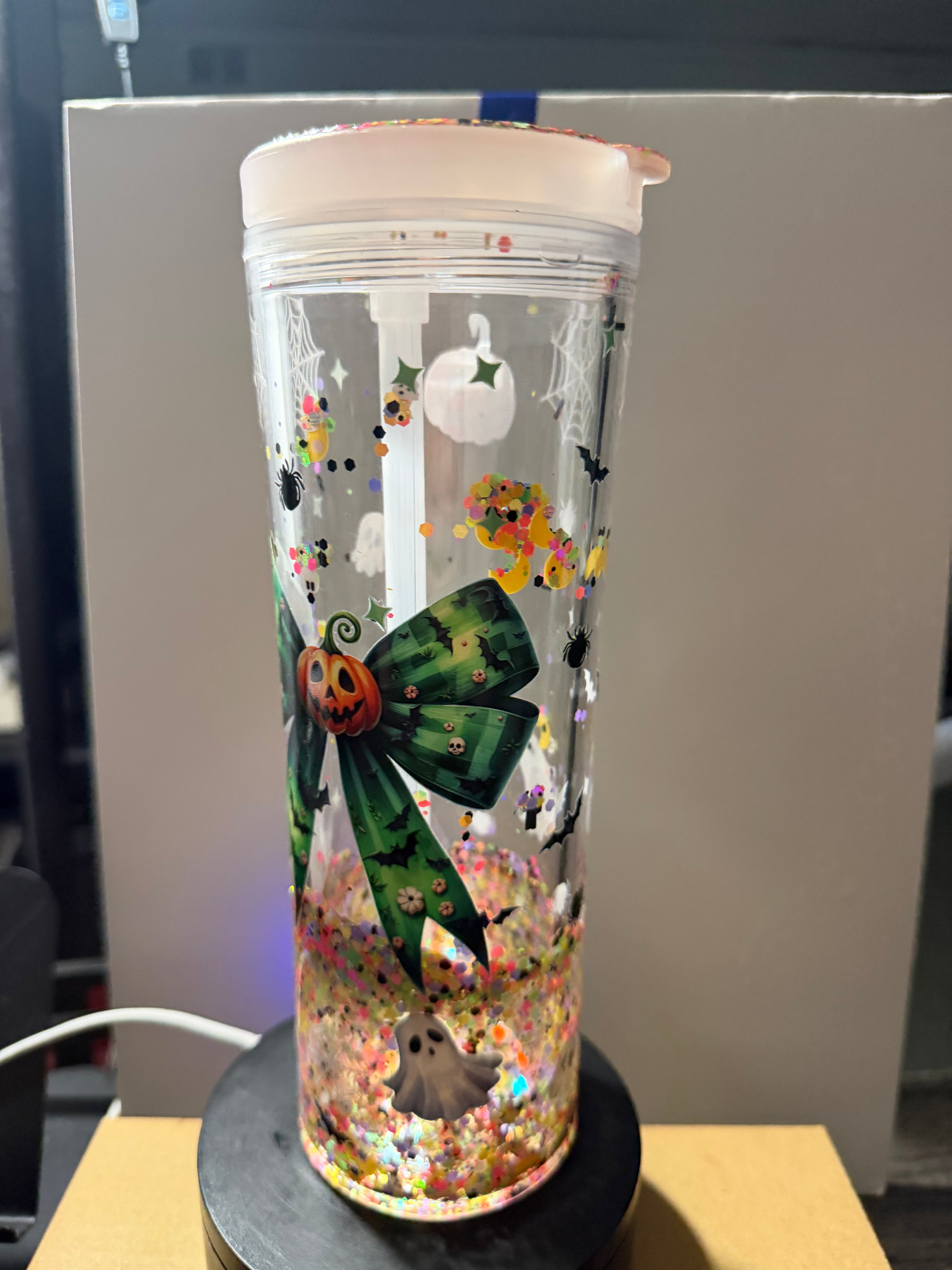 20OZ STRAIGHT ACRYLIC SIPPY CUP STYLE  - CLEAR DUEL LAVA - HALLOWEEN