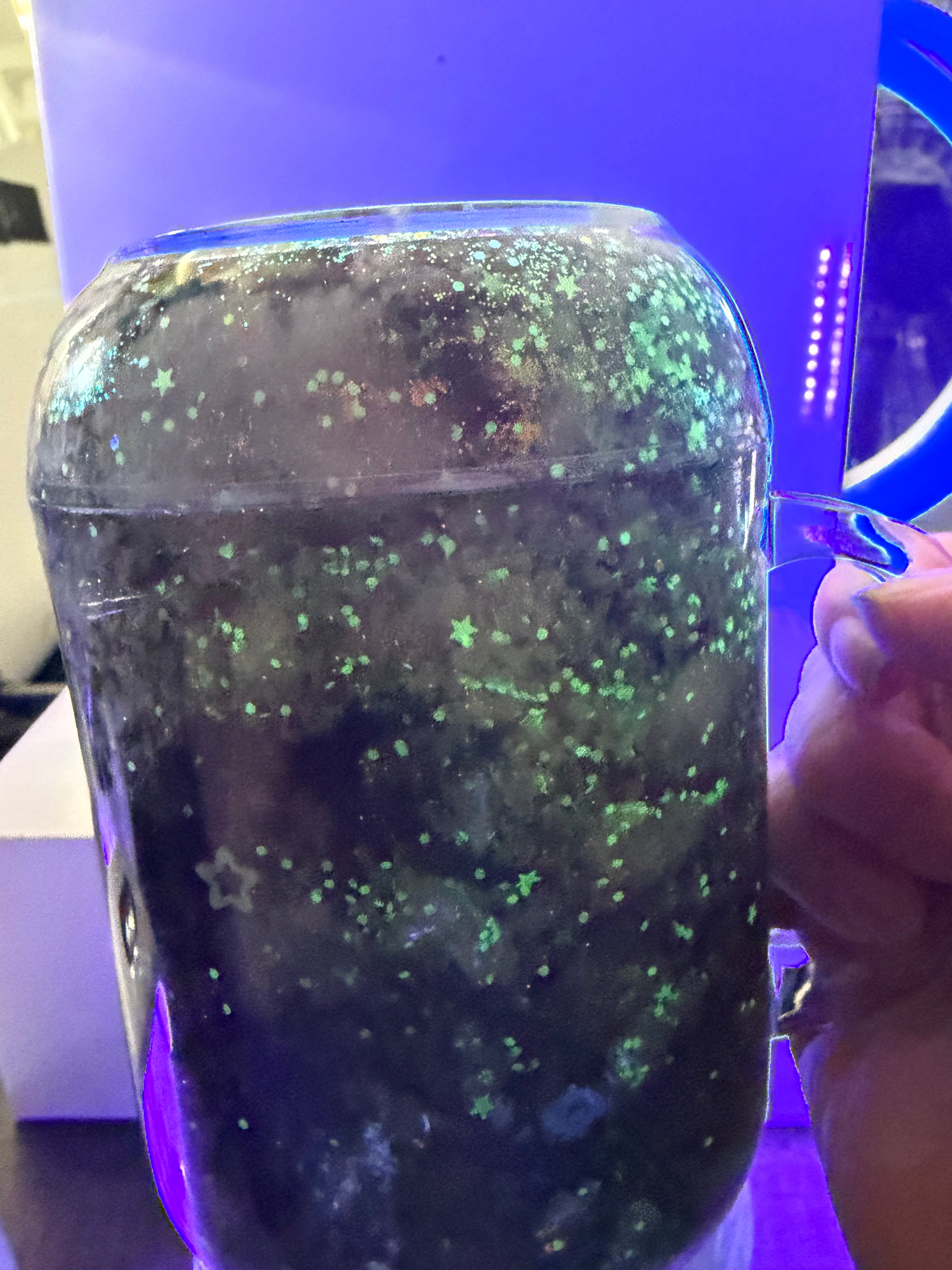 20OZ MASON ACRYLIC - WATERFALL NUGHTSKY CLOUD - GLOW IN THE DARK w/ DECO LID