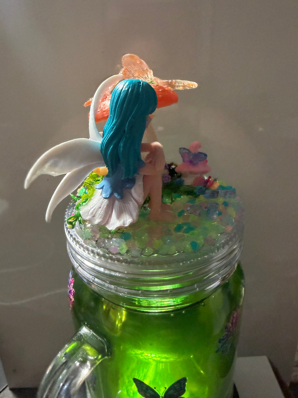20OZ MASON ACRYLIC - FAIRY GARDEN DREAMSCAPES - WITH DECO LID - glow