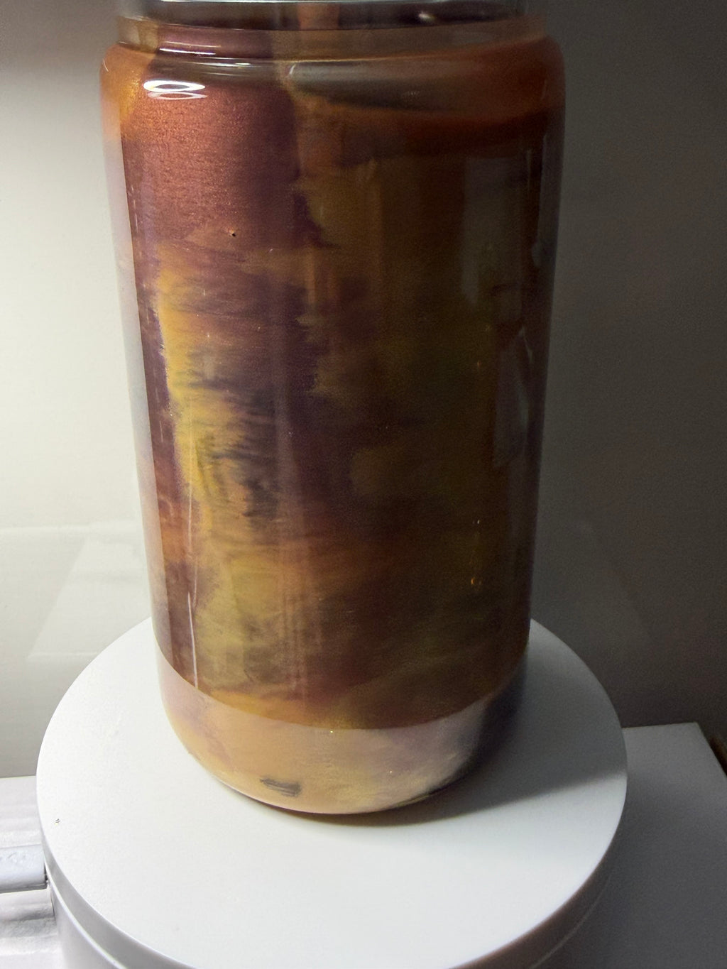 Bronze Gold and Black Paint Swirl - 16oz Acrylic Libby
