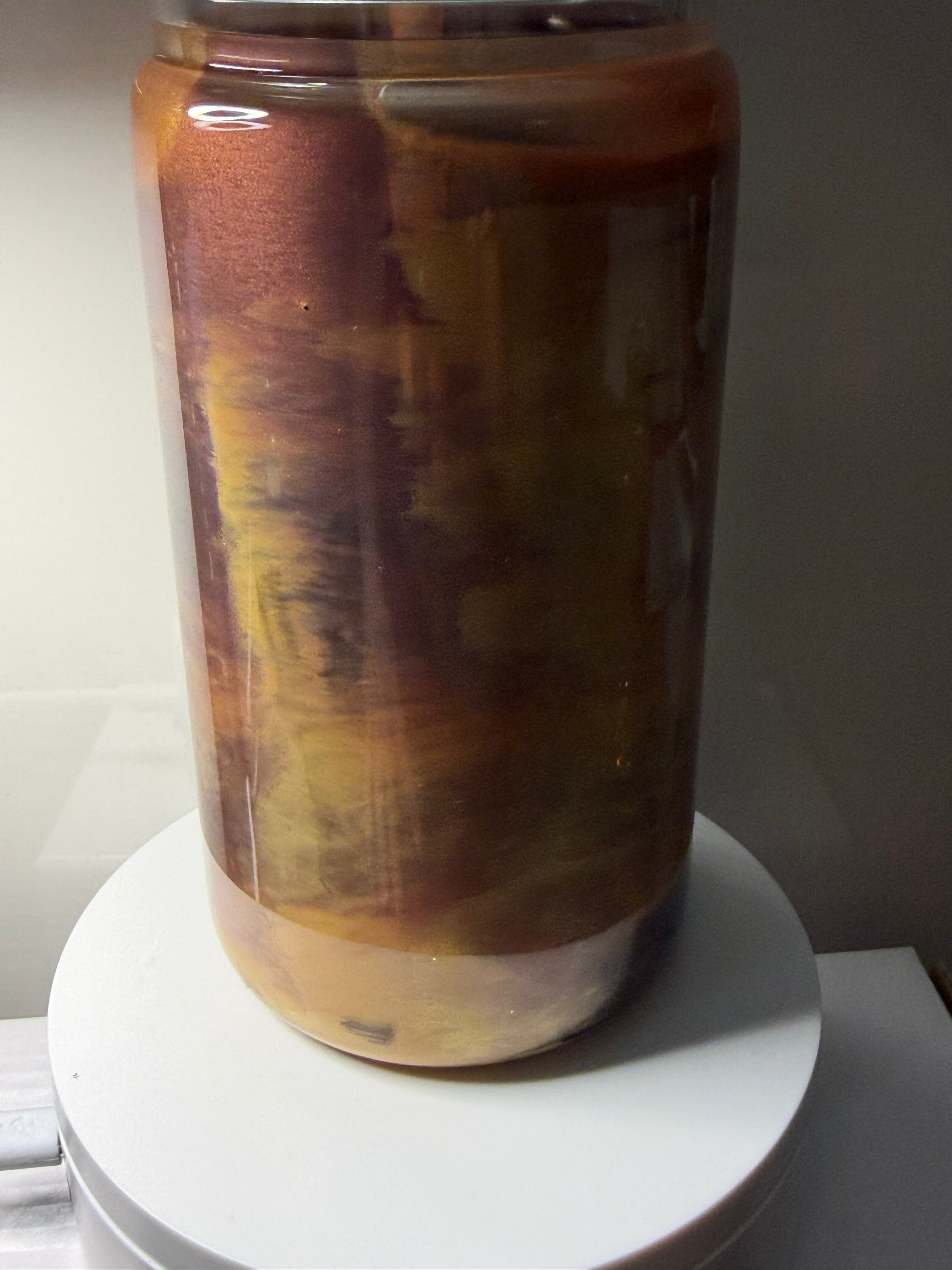 Bronze Gold and Black Paint Swirl - 16oz Acrylic Libby
