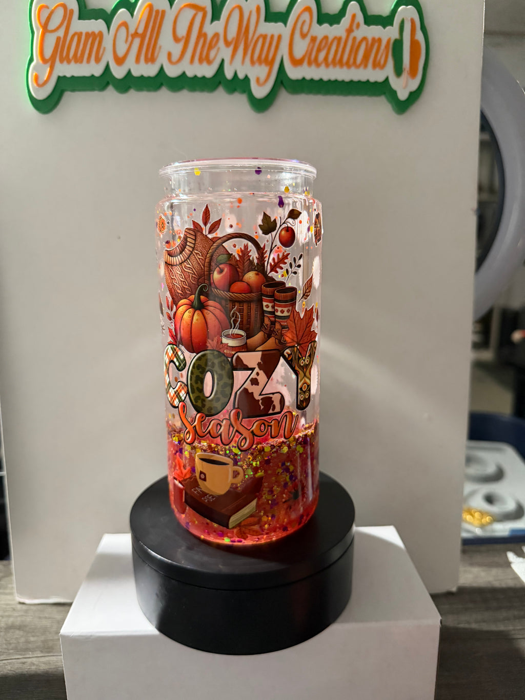 20OZ LIBBY ACRYLIC - RUSTIC ORANGE FALL INSPO DUEL LAVA  - DECO LID