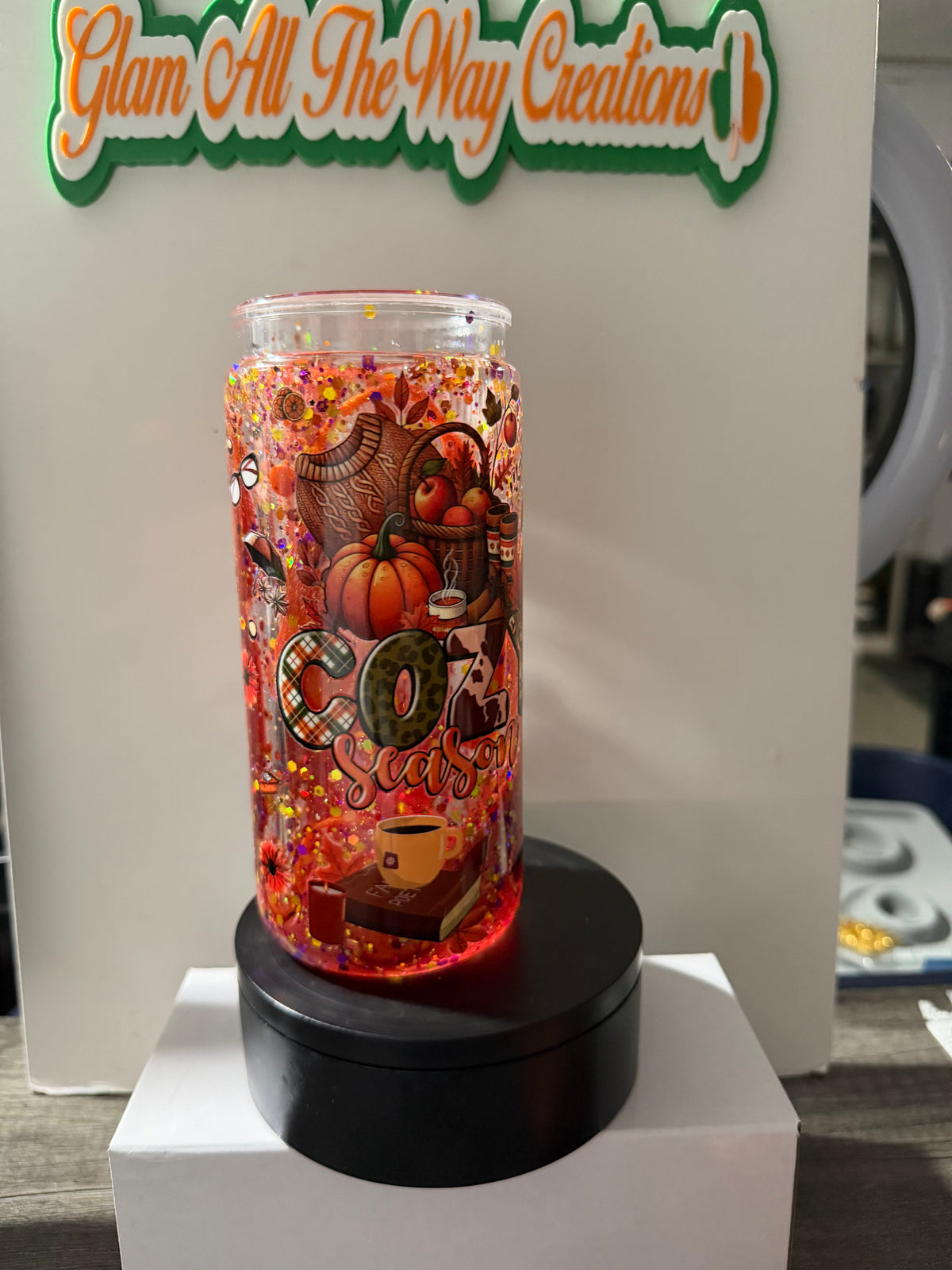 20OZ LIBBY ACRYLIC - RUSTIC ORANGE FALL INSPO DUEL LAVA  - DECO LID