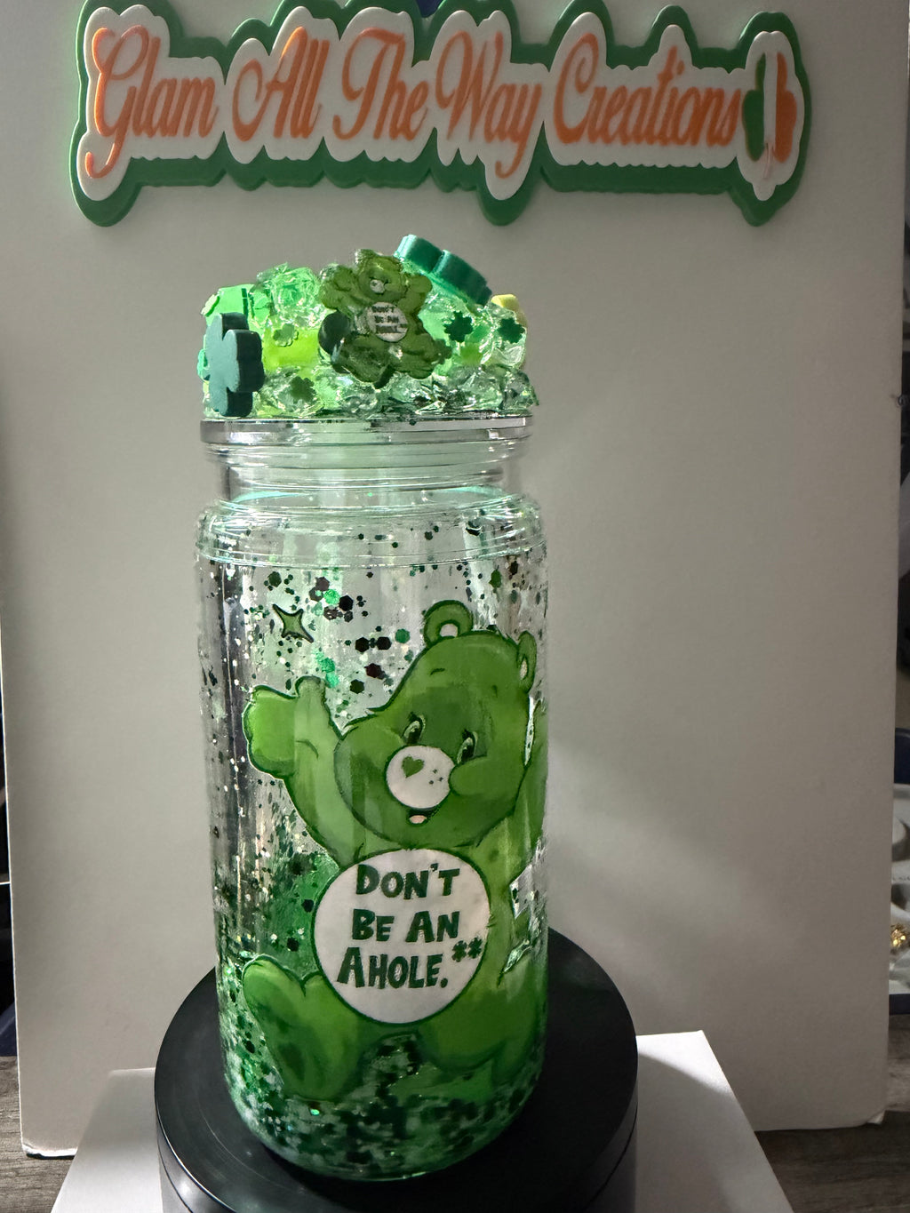 16oz LIBBY HANDLED ACRYLIC - “DONT BE AN AHOLE BEAR” LAVA - DECO LID