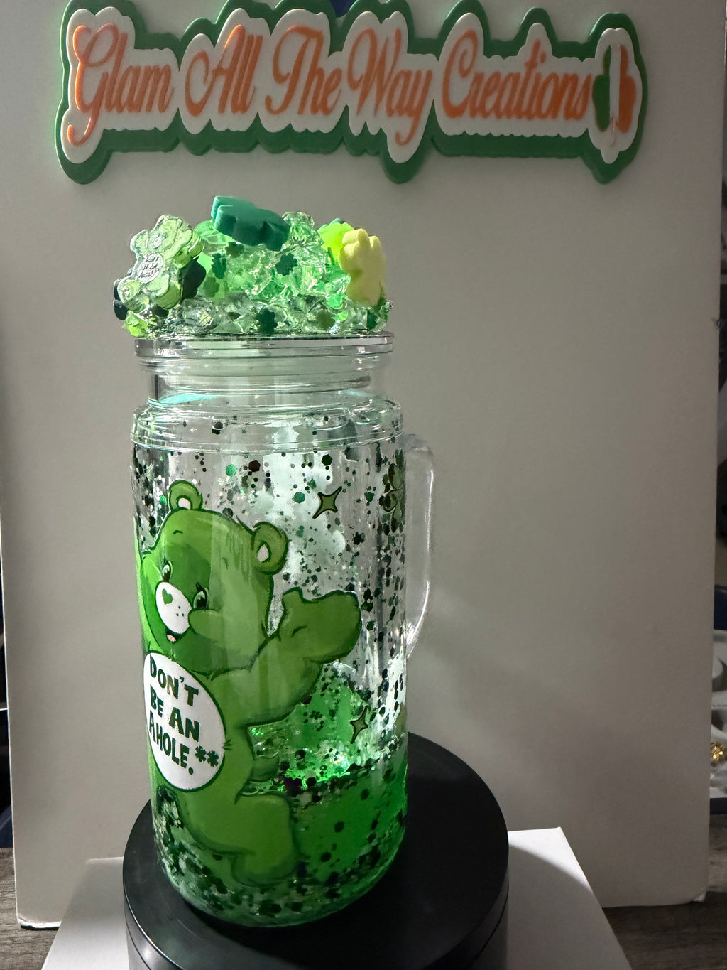 16oz LIBBY HANDLED ACRYLIC - “DONT BE AN AHOLE BEAR” LAVA - DECO LID