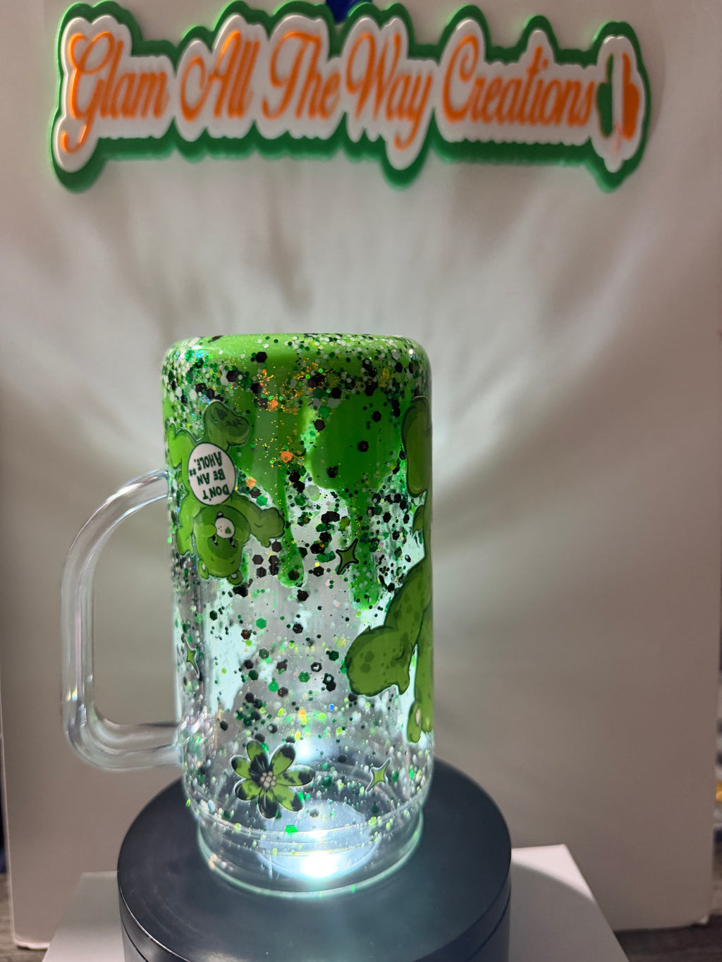 16oz LIBBY HANDLED ACRYLIC - “DONT BE AN AHOLE BEAR” LAVA - DECO LID