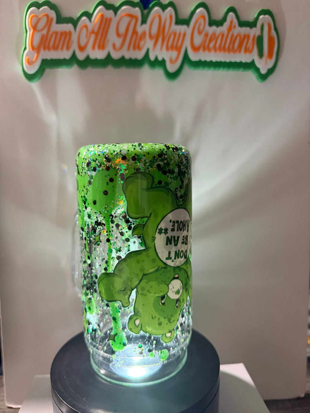 16oz LIBBY HANDLED ACRYLIC - “DONT BE AN AHOLE BEAR” LAVA - DECO LID