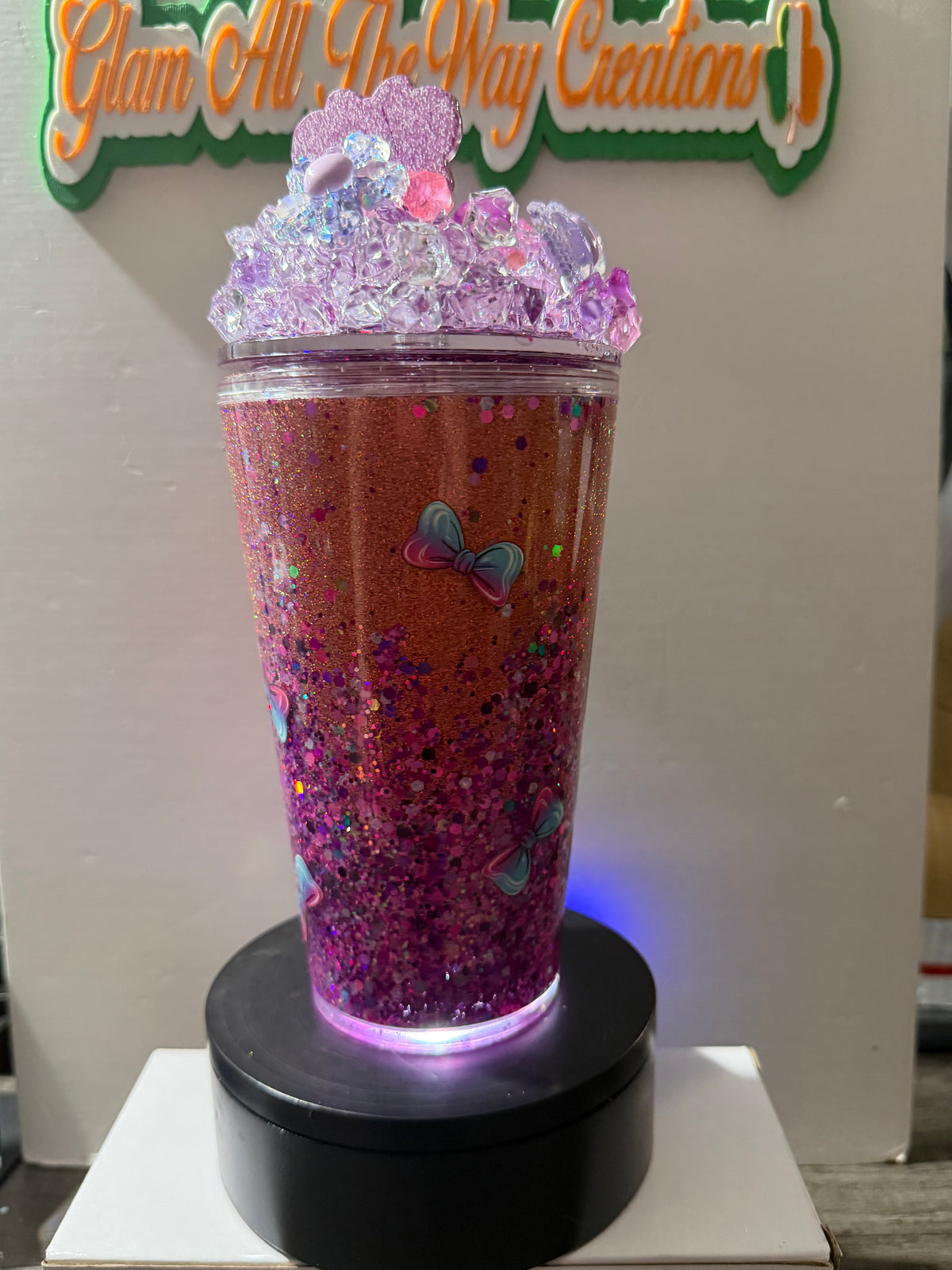 16OZ TAPERED - OMBRE DRY GLITTER “SASSHOLE” CUP - WITH DECO LID