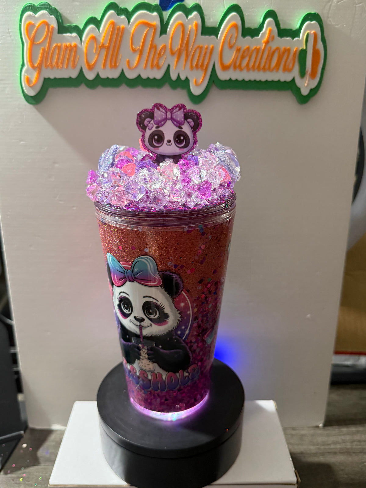 16OZ TAPERED - OMBRE DRY GLITTER “SASSHOLE” CUP - WITH DECO LID