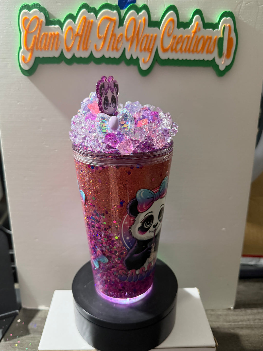 16OZ TAPERED - OMBRE DRY GLITTER “SASSHOLE” CUP - WITH DECO LID