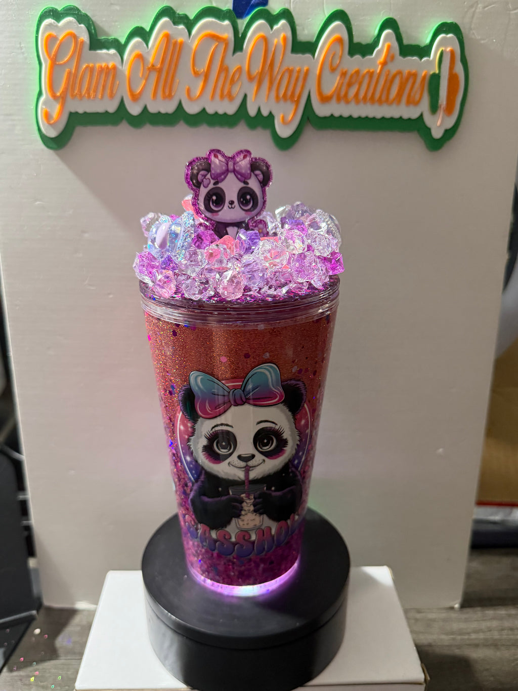 16OZ TAPERED - OMBRE DRY GLITTER “SASSHOLE” CUP - WITH DECO LID