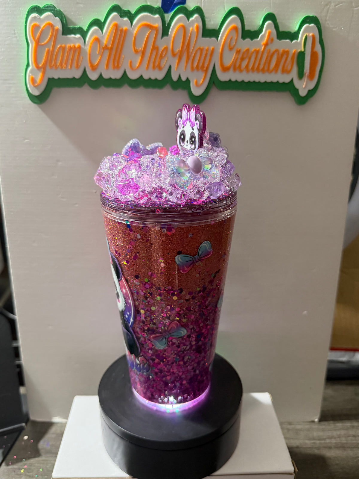 16OZ TAPERED - OMBRE DRY GLITTER “SASSHOLE” CUP - WITH DECO LID