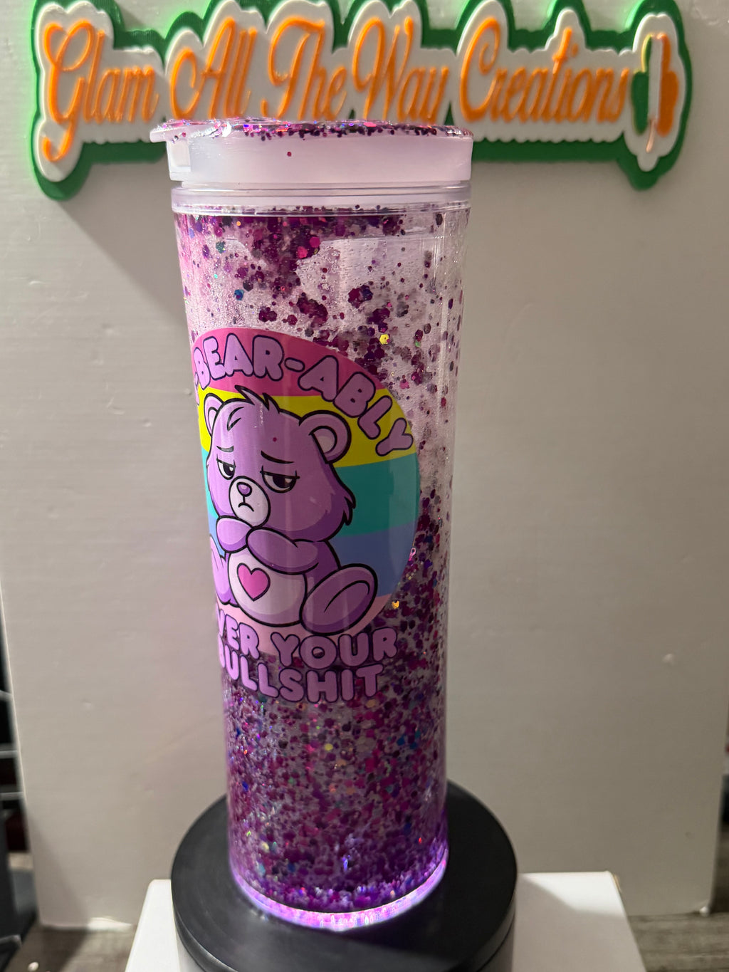 20OZ STRAIGHT ACRYLIC SIPPY CUP STYLE  - OMBRE DRY GLITTER - GLITTERED LID