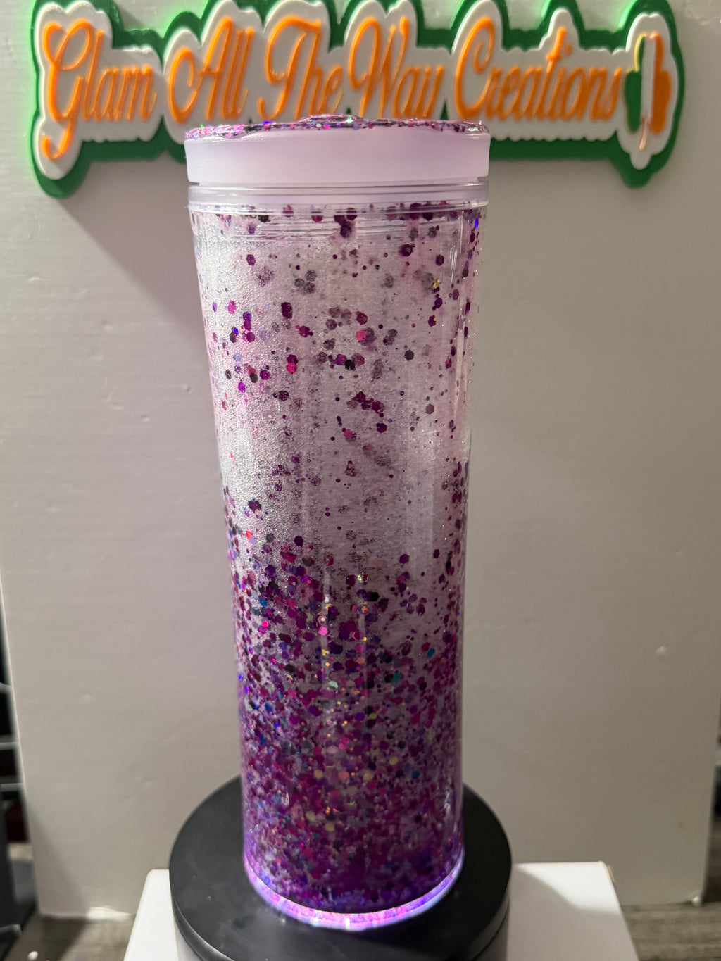 20OZ STRAIGHT ACRYLIC SIPPY CUP STYLE  - OMBRE DRY GLITTER - GLITTERED LID